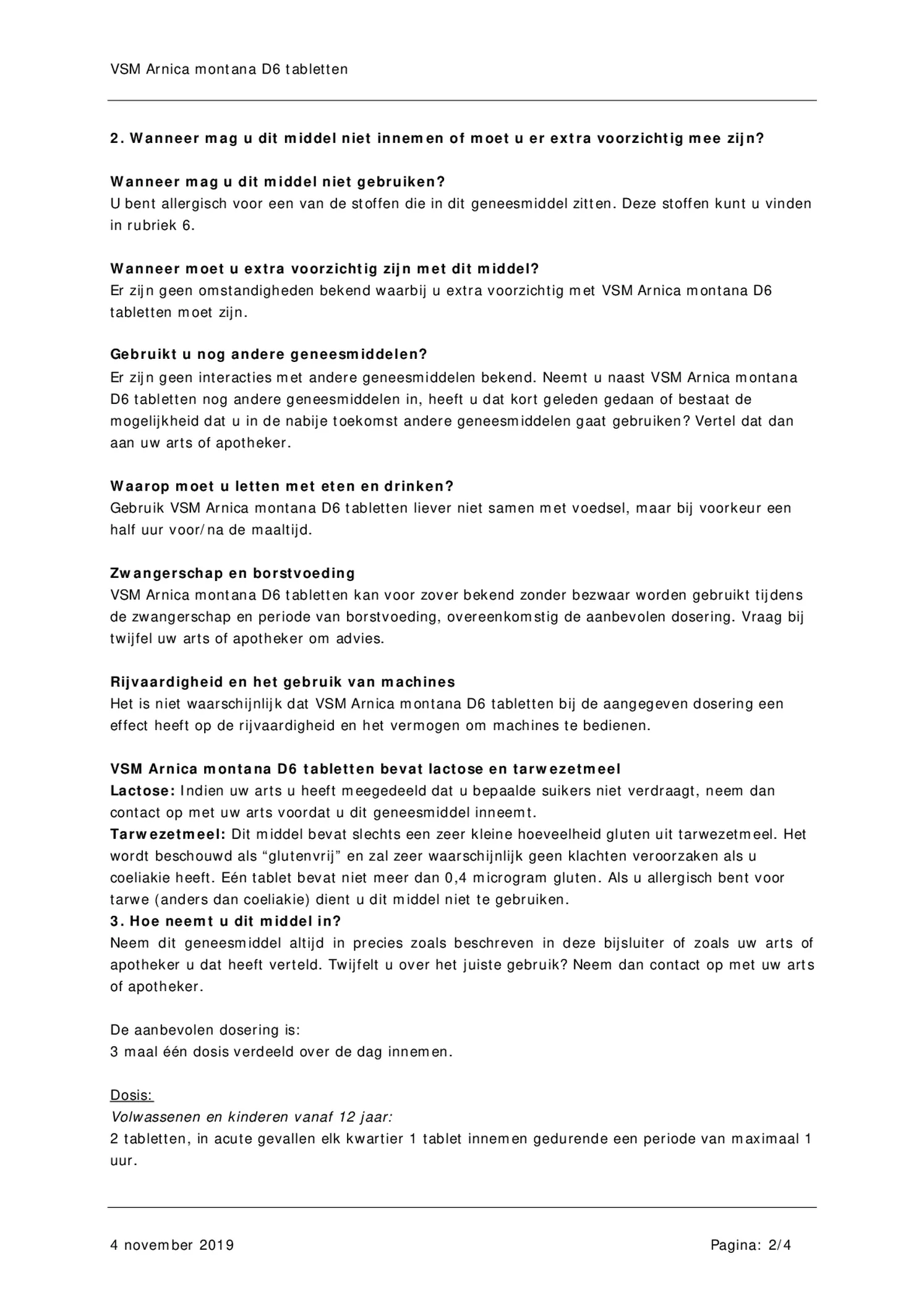 Arnica Montana D6 Tabletten afbeelding van document #2, bijsluiter