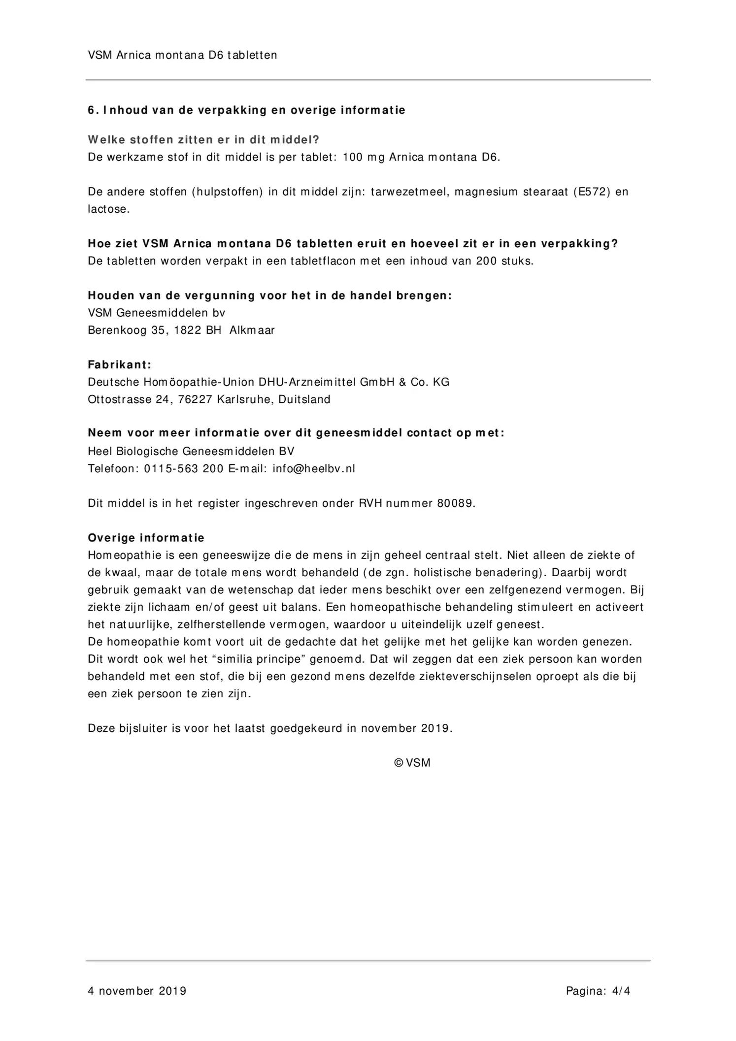 Arnica Montana D6 Tabletten afbeelding van document #4, bijsluiter