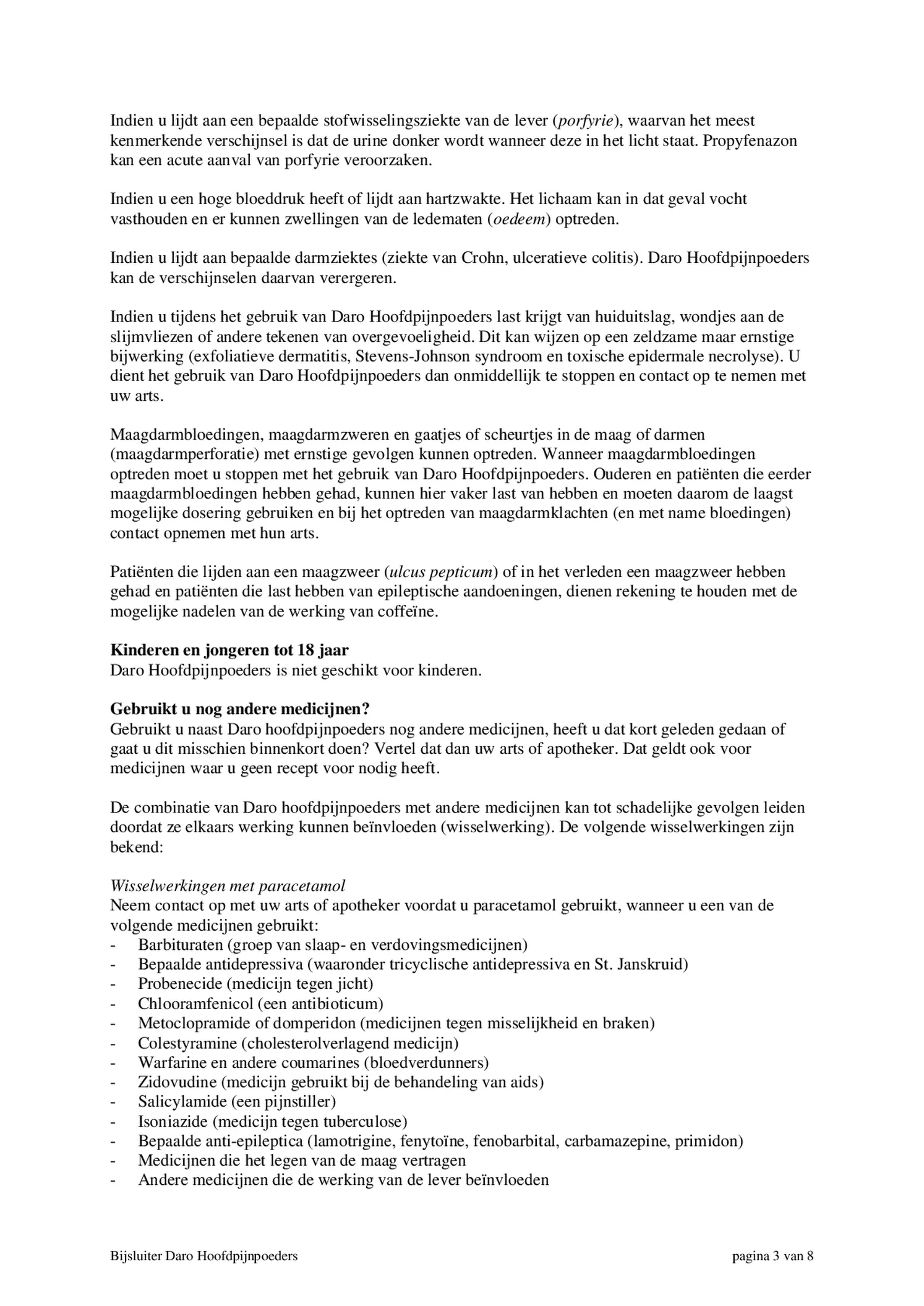Hoofdpijnpoeders Sachets afbeelding van document #3, bijsluiter