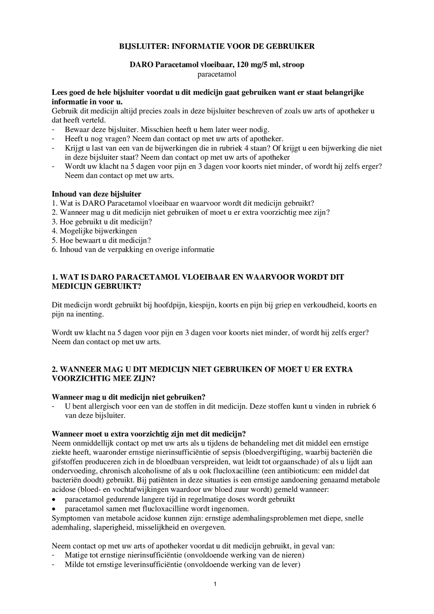 Vloeibare Paracetamol afbeelding van document #1, bijsluiter