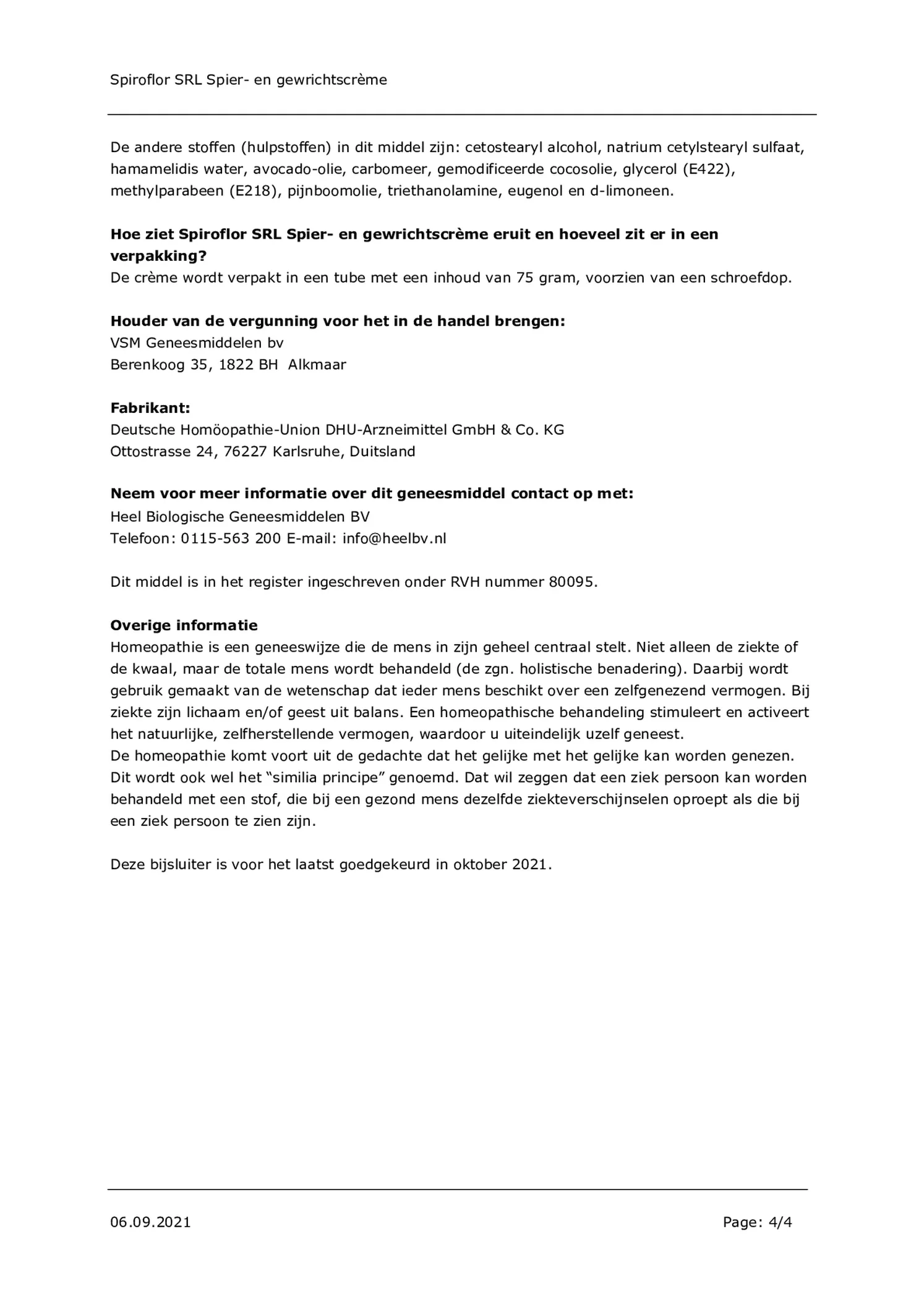 Spiroflor SRL Crème Tube afbeelding van document #4, bijsluiter