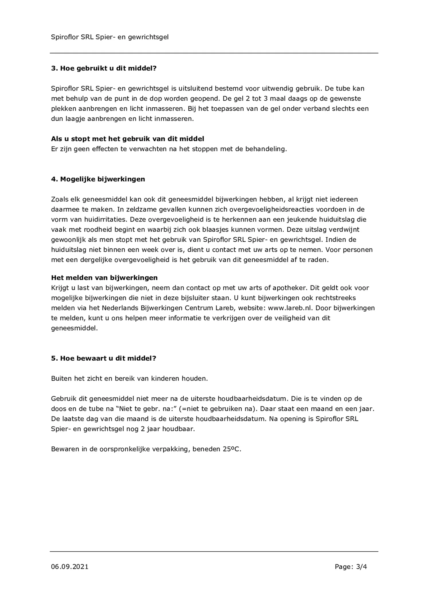 Spiroflor SRL Gel Tube afbeelding van document #3, bijsluiter