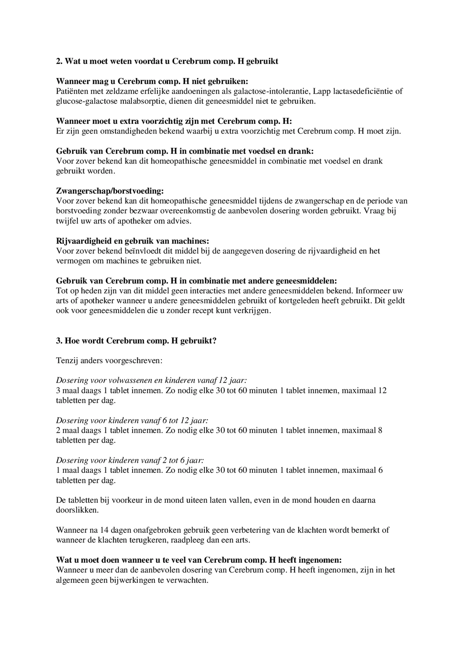 Cerebrum Compositum H Tabletten afbeelding van document #2, bijsluiter