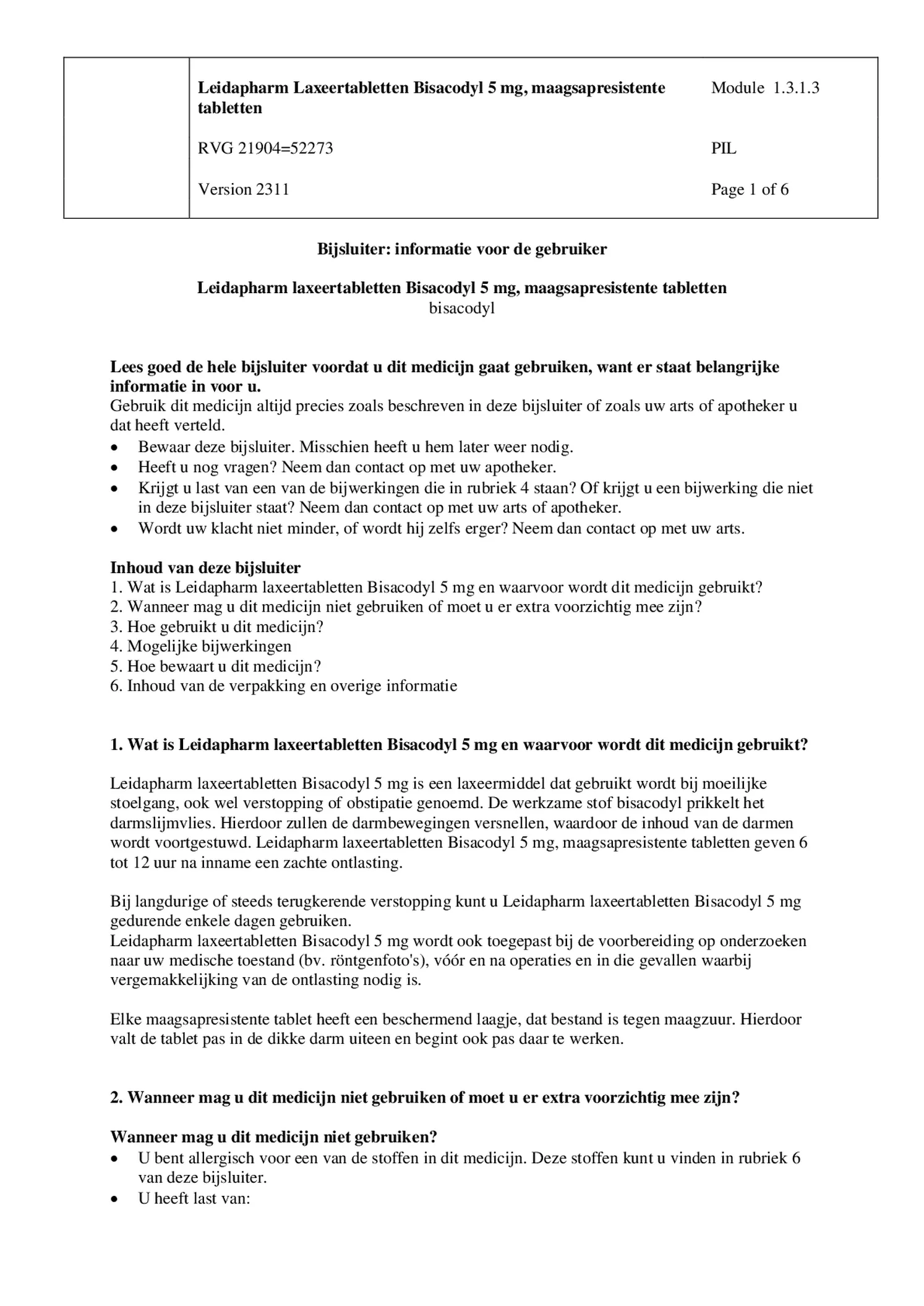 Bisacodyl Laxeer 5mg afbeelding van document #1, bijsluiter