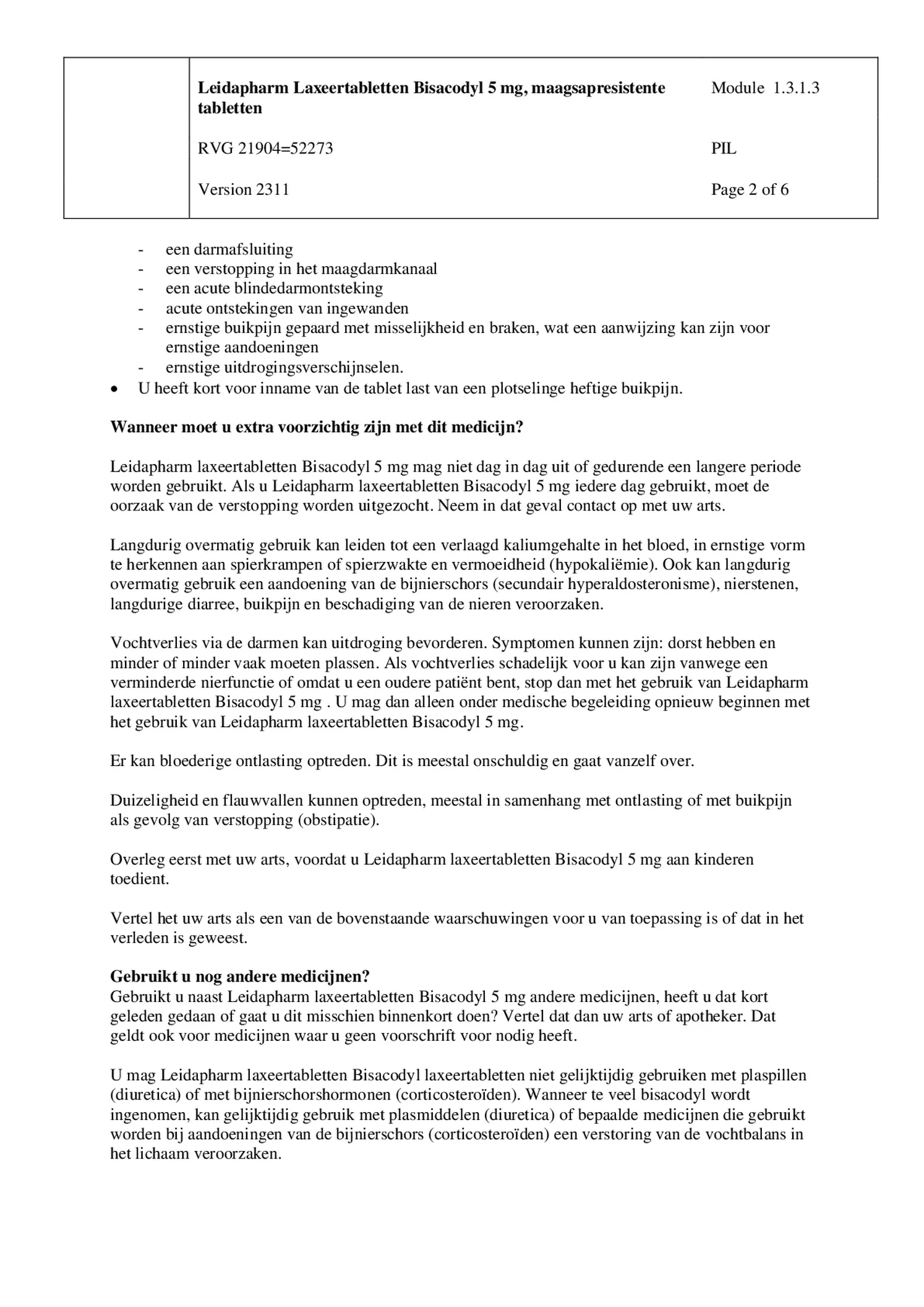 Bisacodyl Laxeer 5mg afbeelding van document #2, bijsluiter