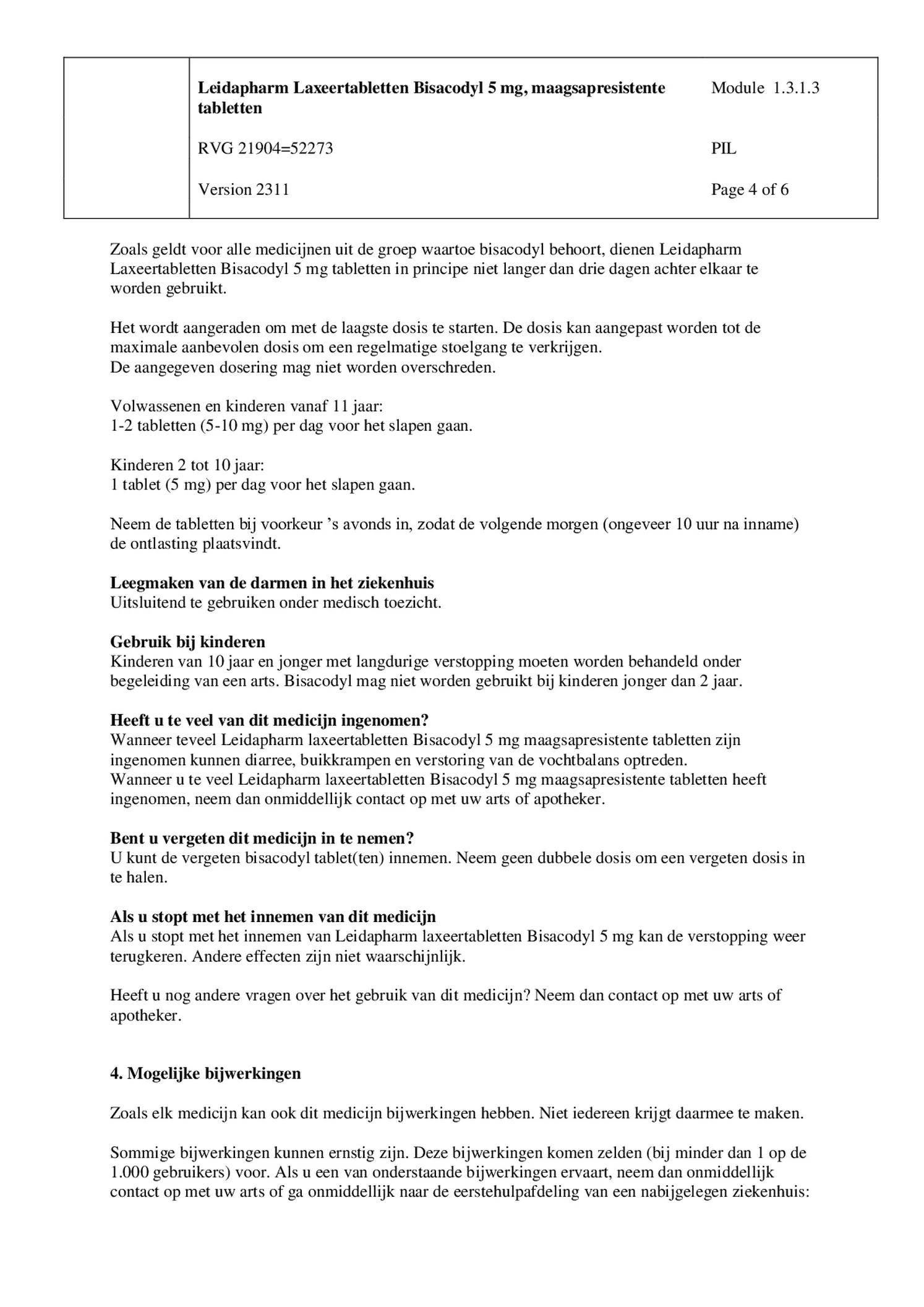 Bisacodyl Laxeer 5mg afbeelding van document #4, bijsluiter