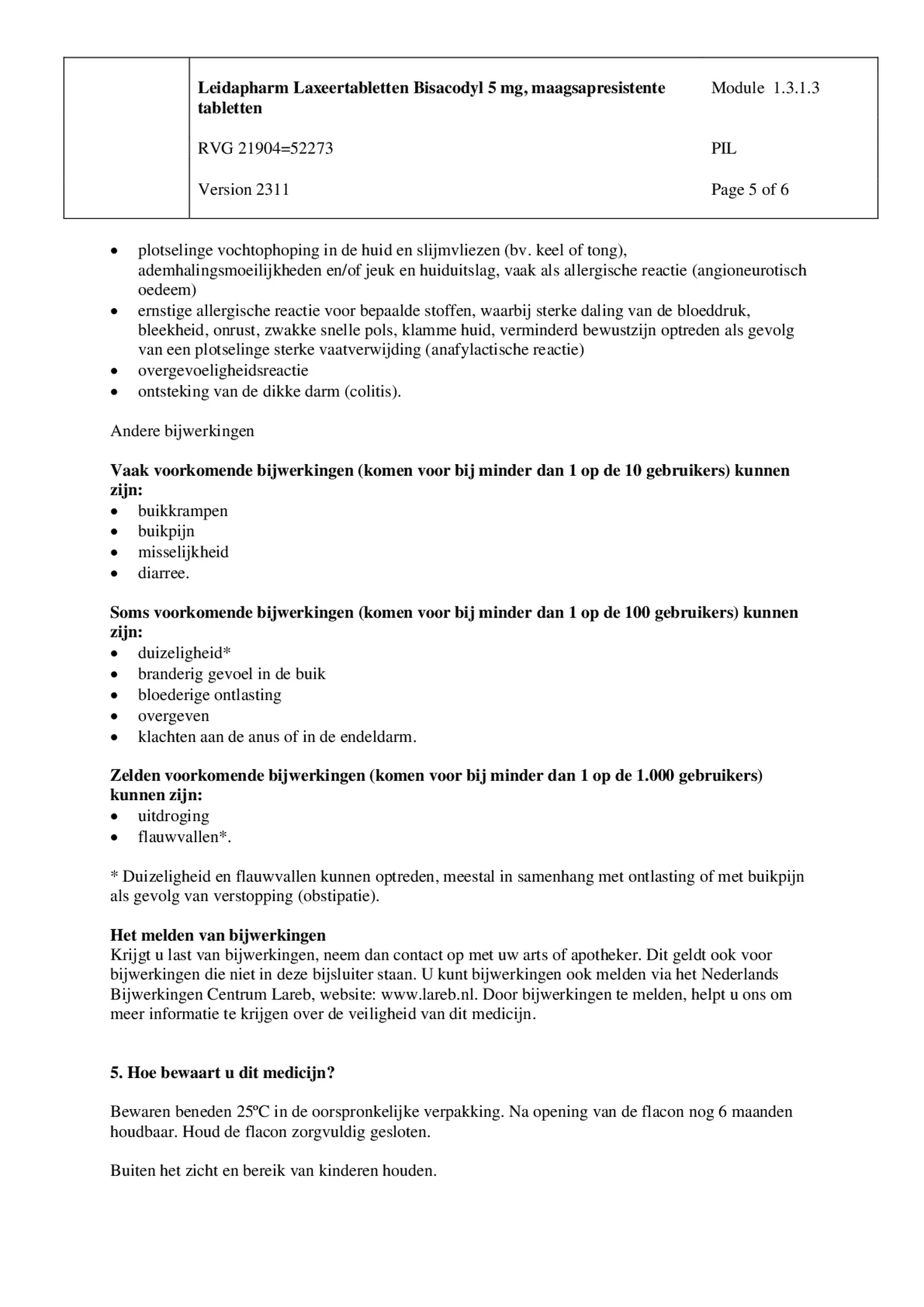 Bisacodyl Laxeer 5mg afbeelding van document #5, bijsluiter