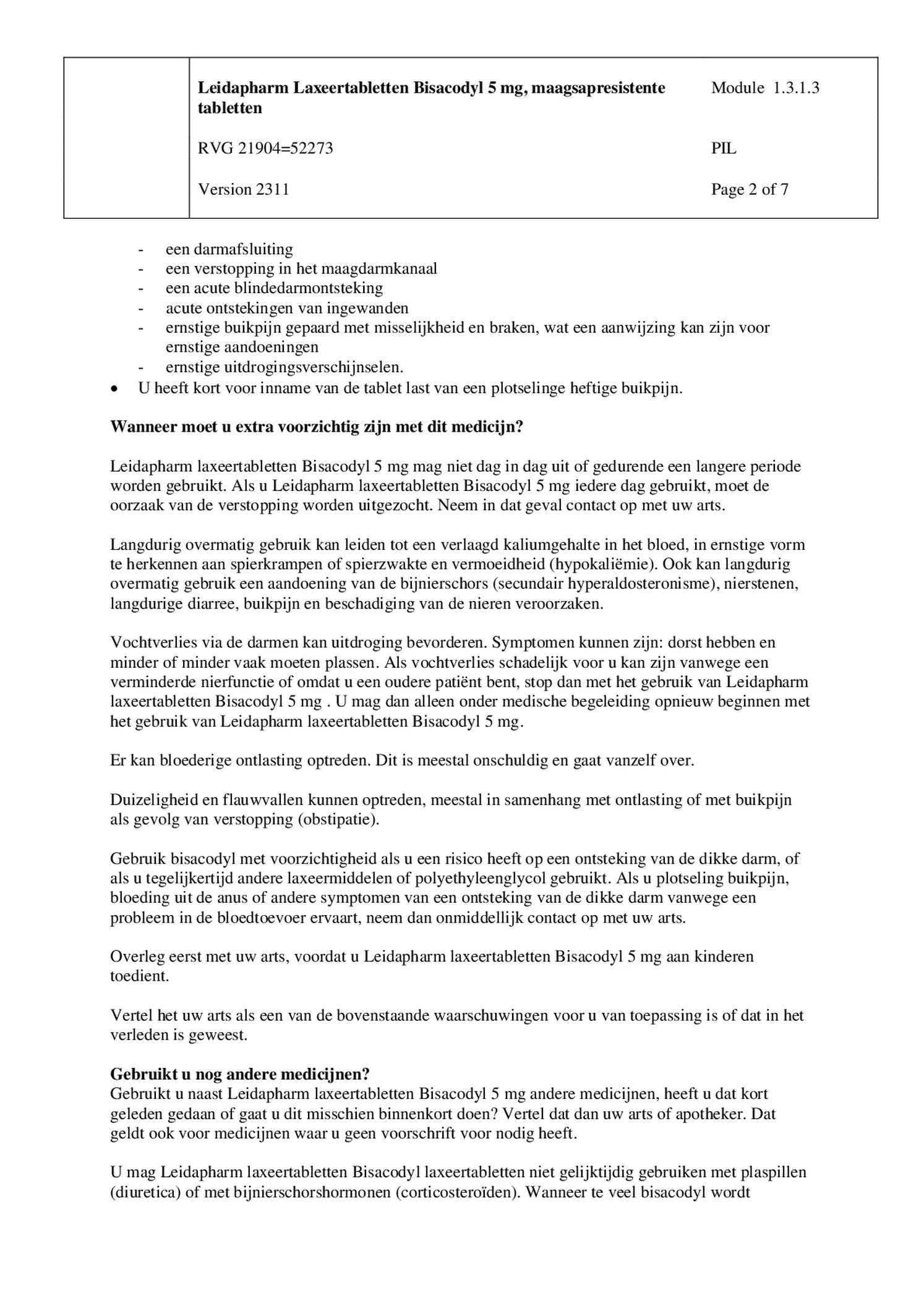 Bisacodyl Laxeer 5mg afbeelding van document #2, bijsluiter