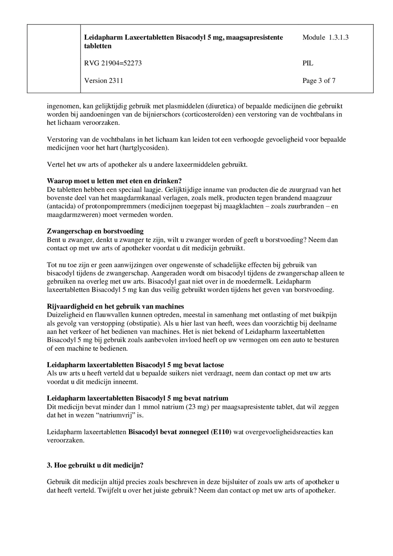 Bisacodyl Laxeer 5mg afbeelding van document #3, bijsluiter