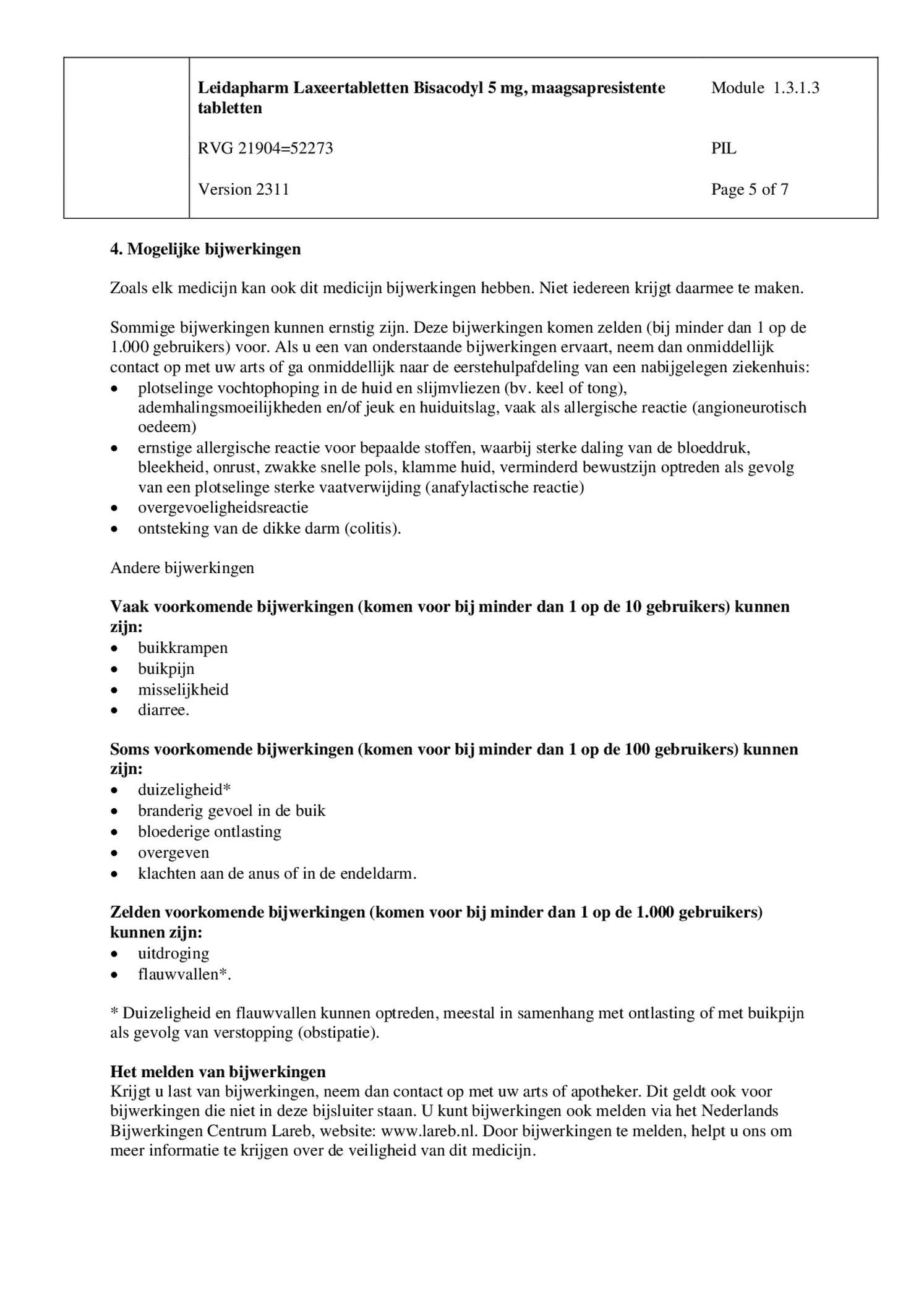 Bisacodyl Laxeer 5mg afbeelding van document #5, bijsluiter