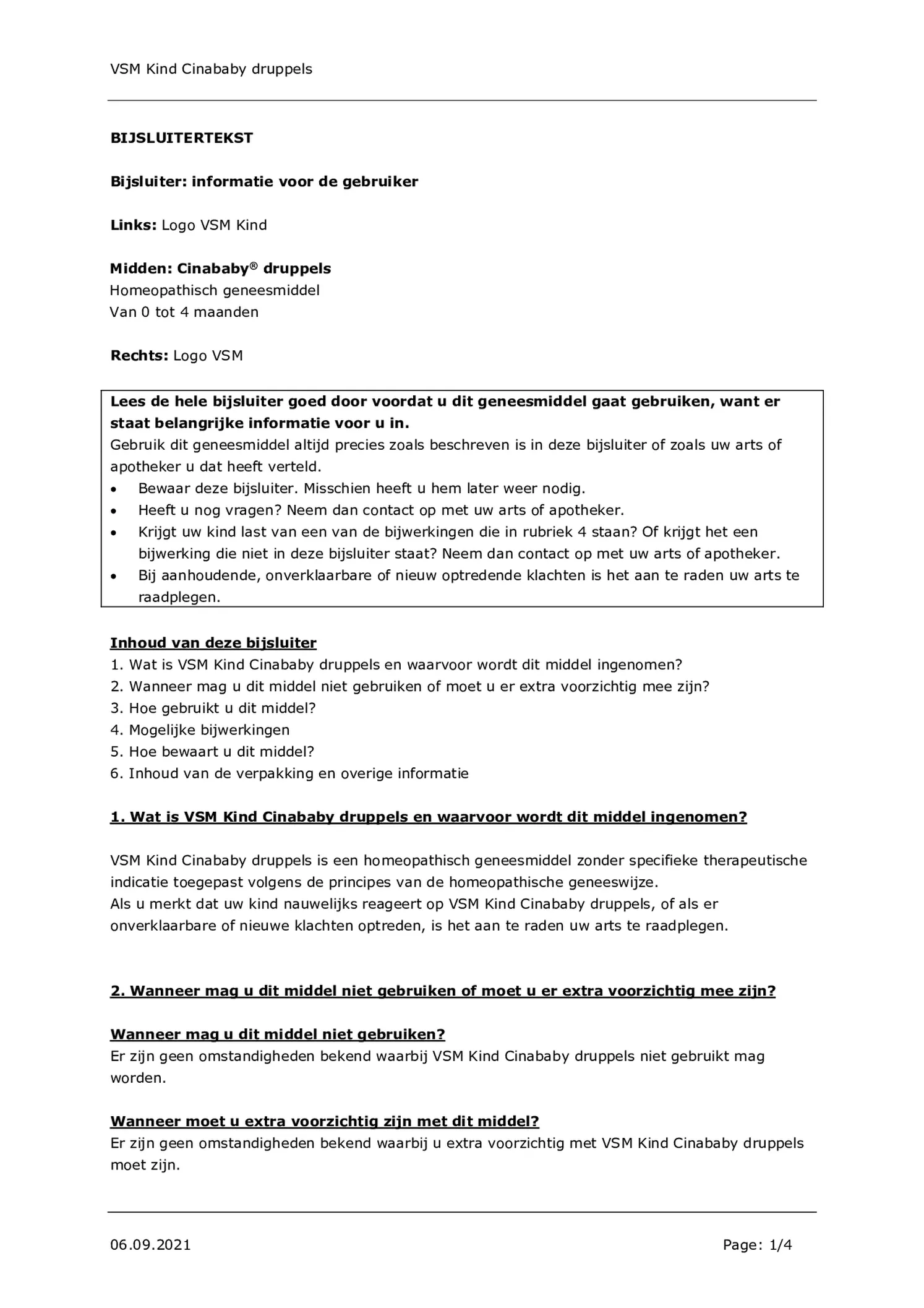 Kind 0-3 Cinababy Druppels afbeelding van document #1, bijsluiter