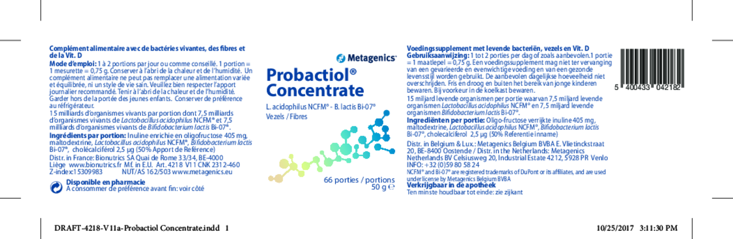Probactiol Concentrate Poeder afbeelding van document #1, etiket
