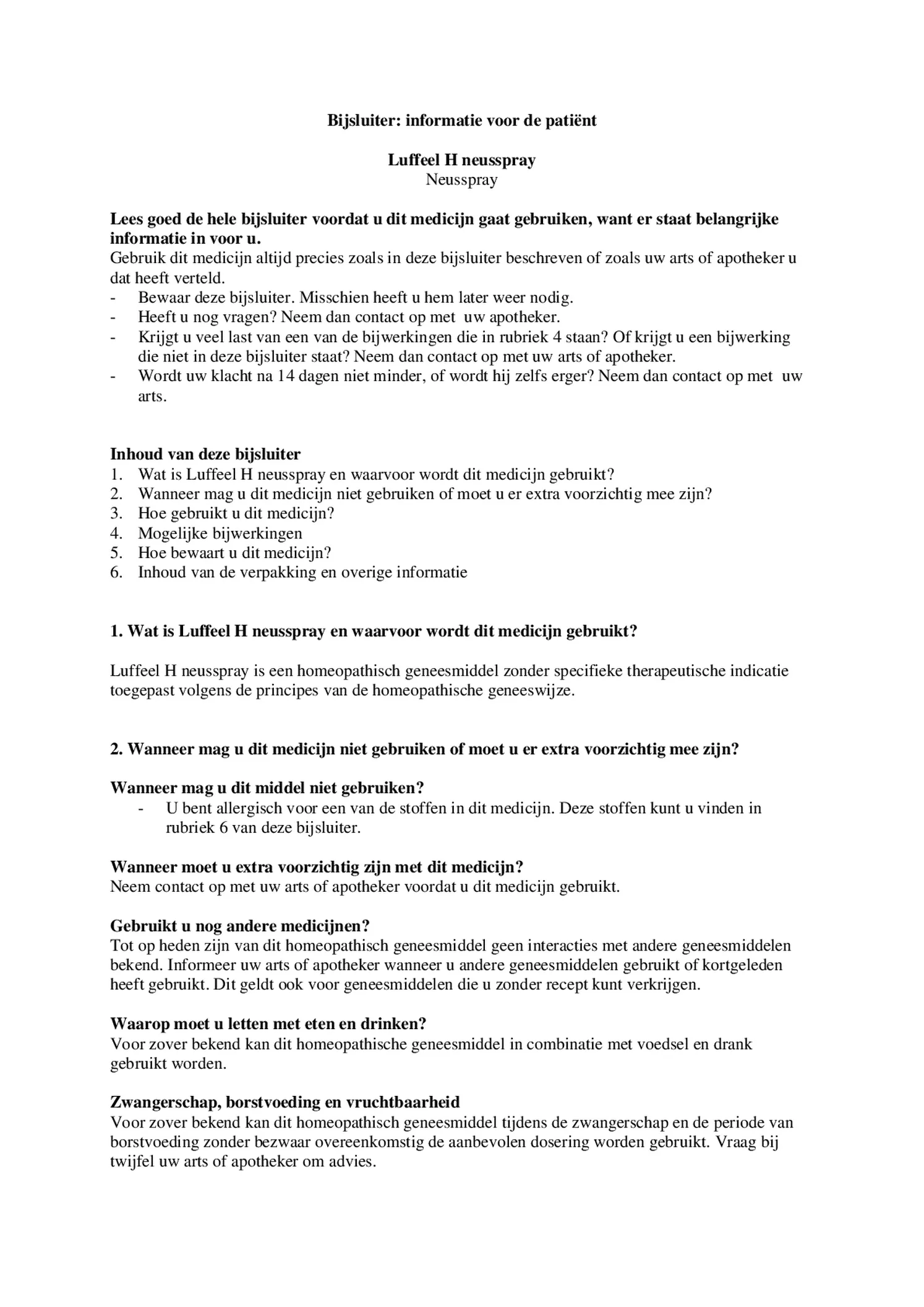 Luffeel H Neusspray afbeelding van document #1, bijsluiter