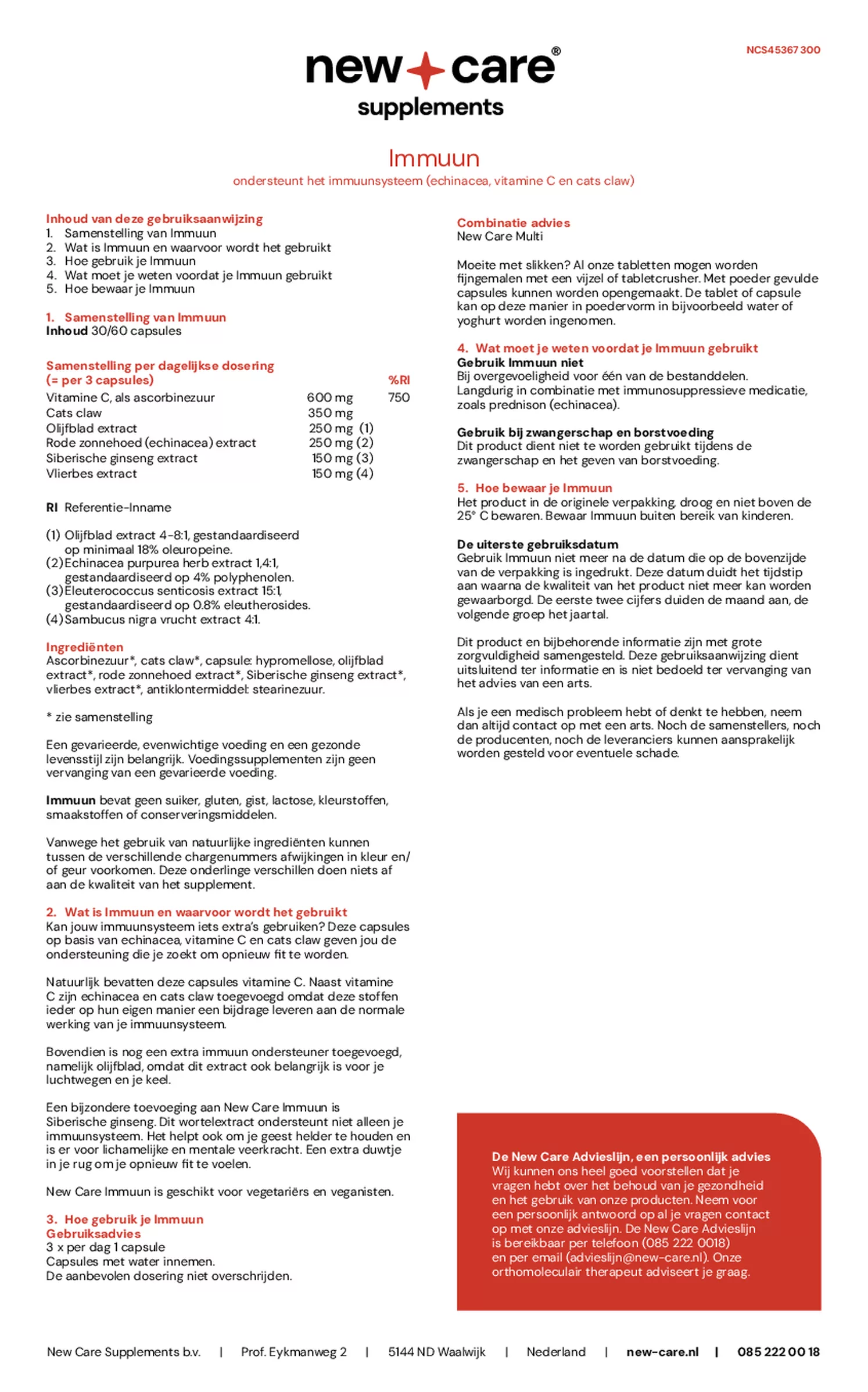 Immuun Capsules afbeelding van document #1, gebruiksaanwijzing