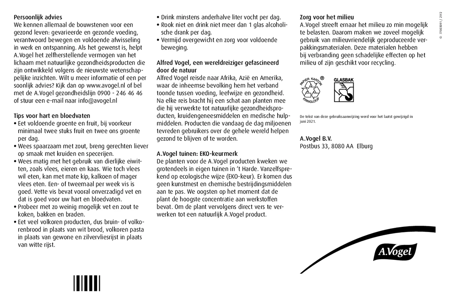 Crataegus + Valeriaan Hart en Bloedvaten Tabletten afbeelding van document #2, bijsluiter