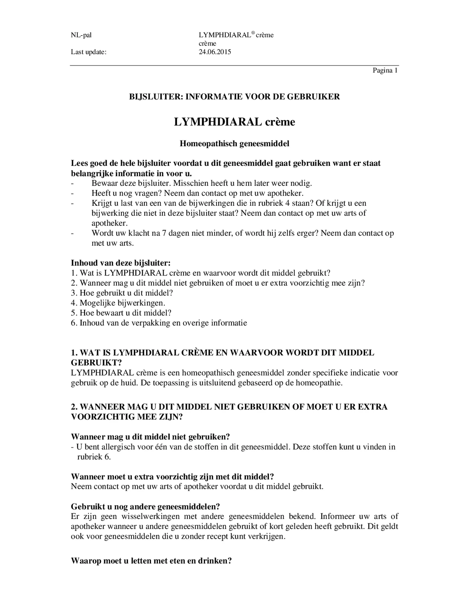 Lymphdiaral Zalf afbeelding van document #1, bijsluiter