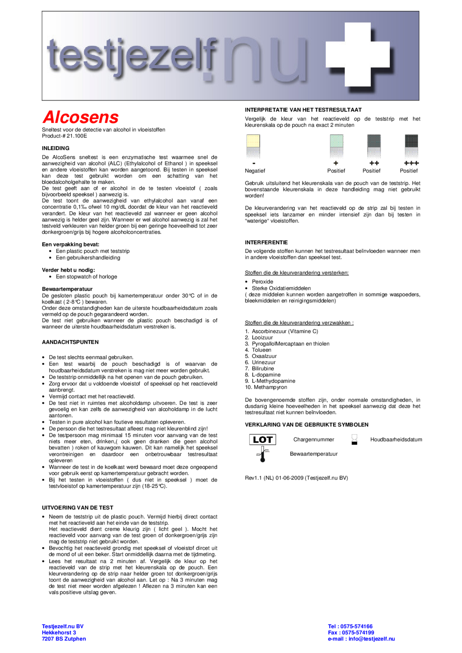 Alcosens Alcohol Speeksel Teststrips afbeelding van document #1, gebruiksaanwijzing