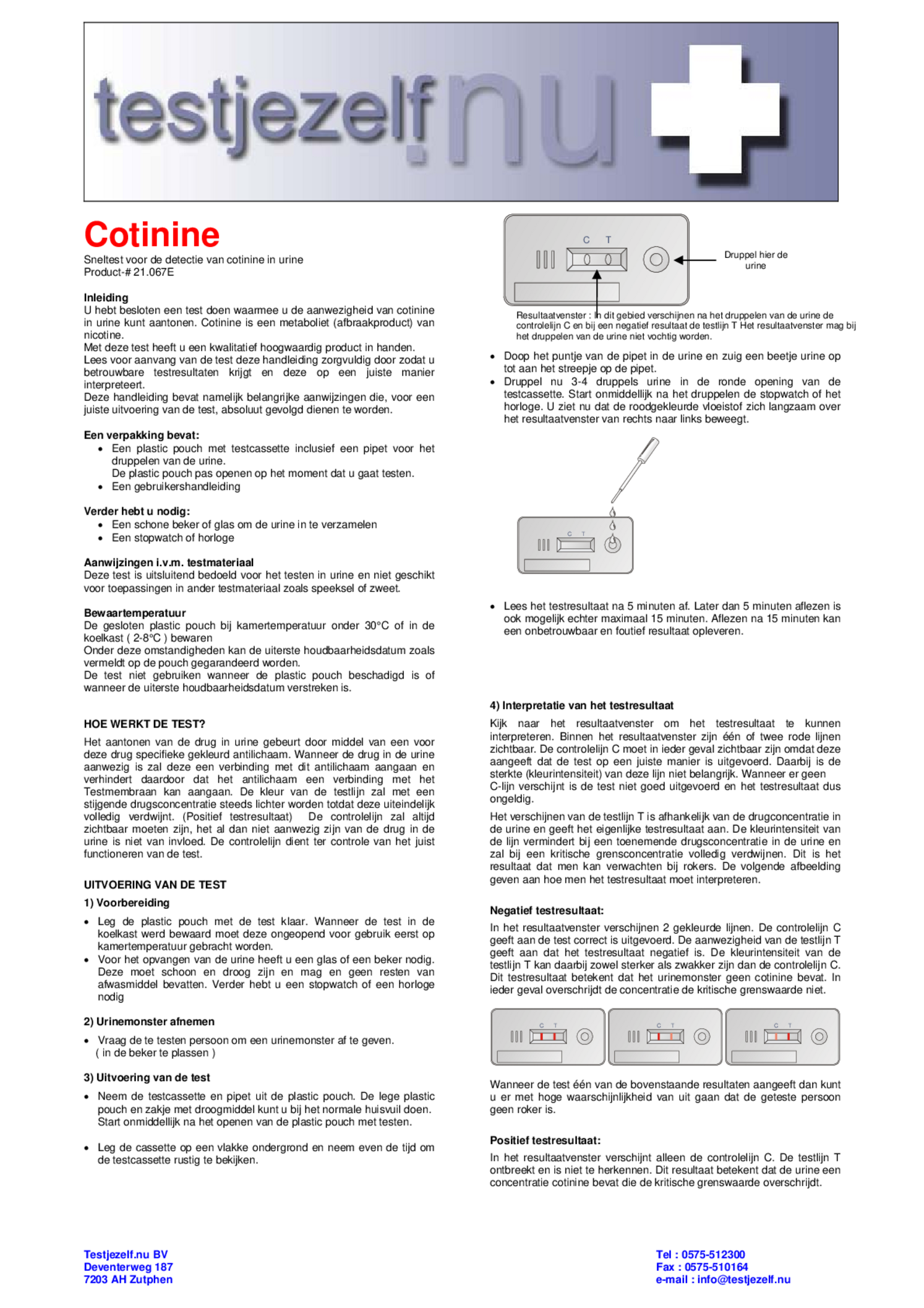 Drugstest Cotinine (Nicotine) afbeelding van document #1, gebruiksaanwijzing