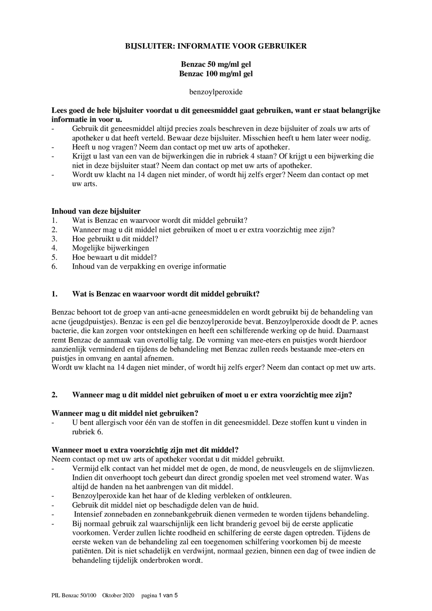 Gel bij Jeugdpuistjes 50 mg/ml afbeelding van document #1, bijsluiter