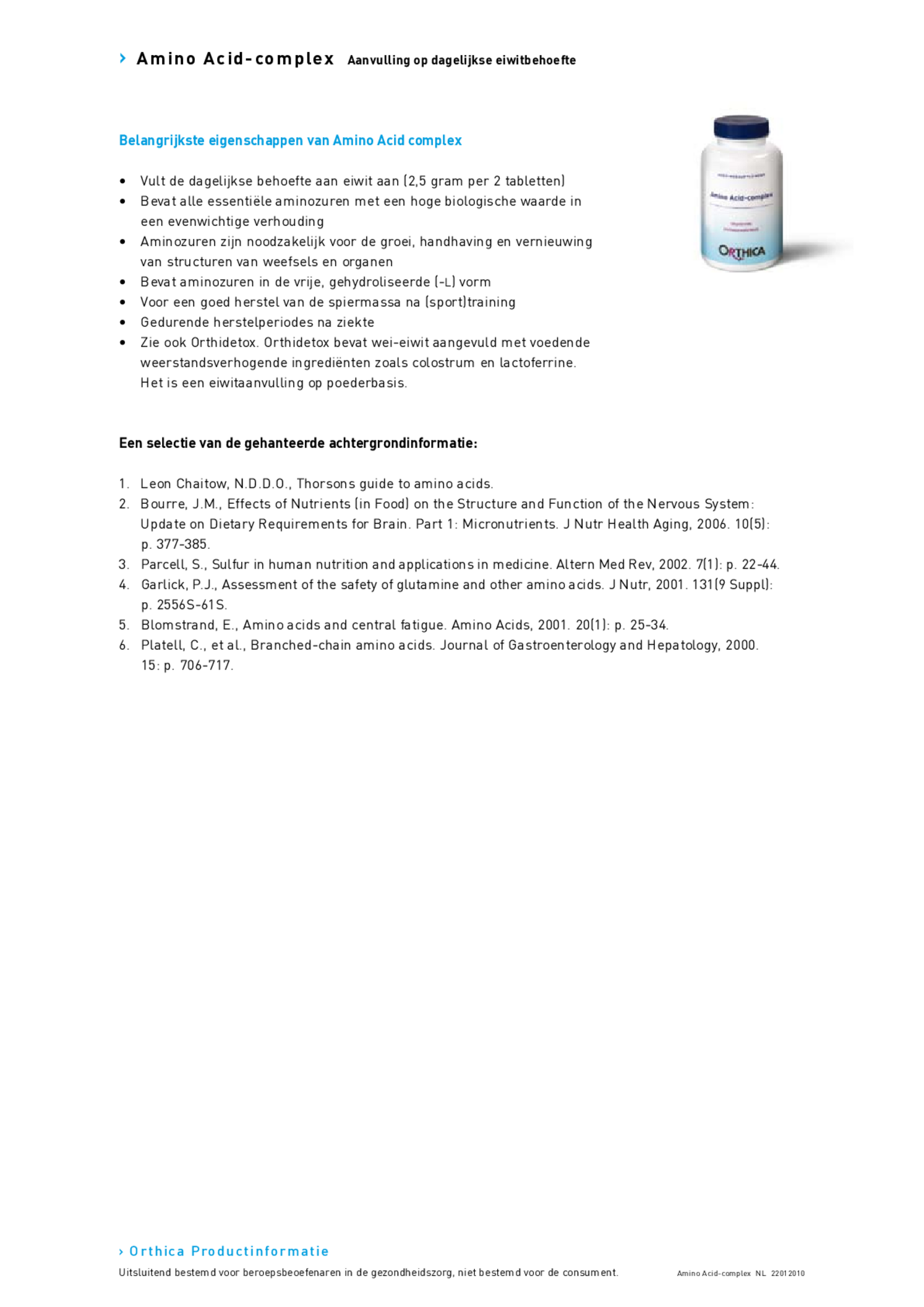 Amino Acid Complex Tabletten afbeelding van document #2, productonderzoek