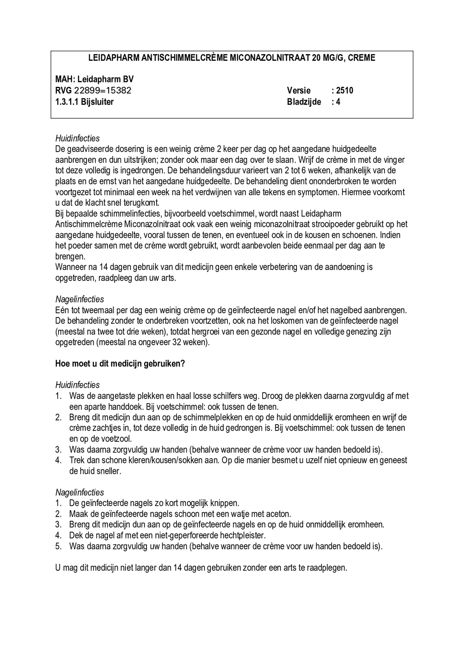 Miconazolnitraatcreme afbeelding van document #4, bijsluiter