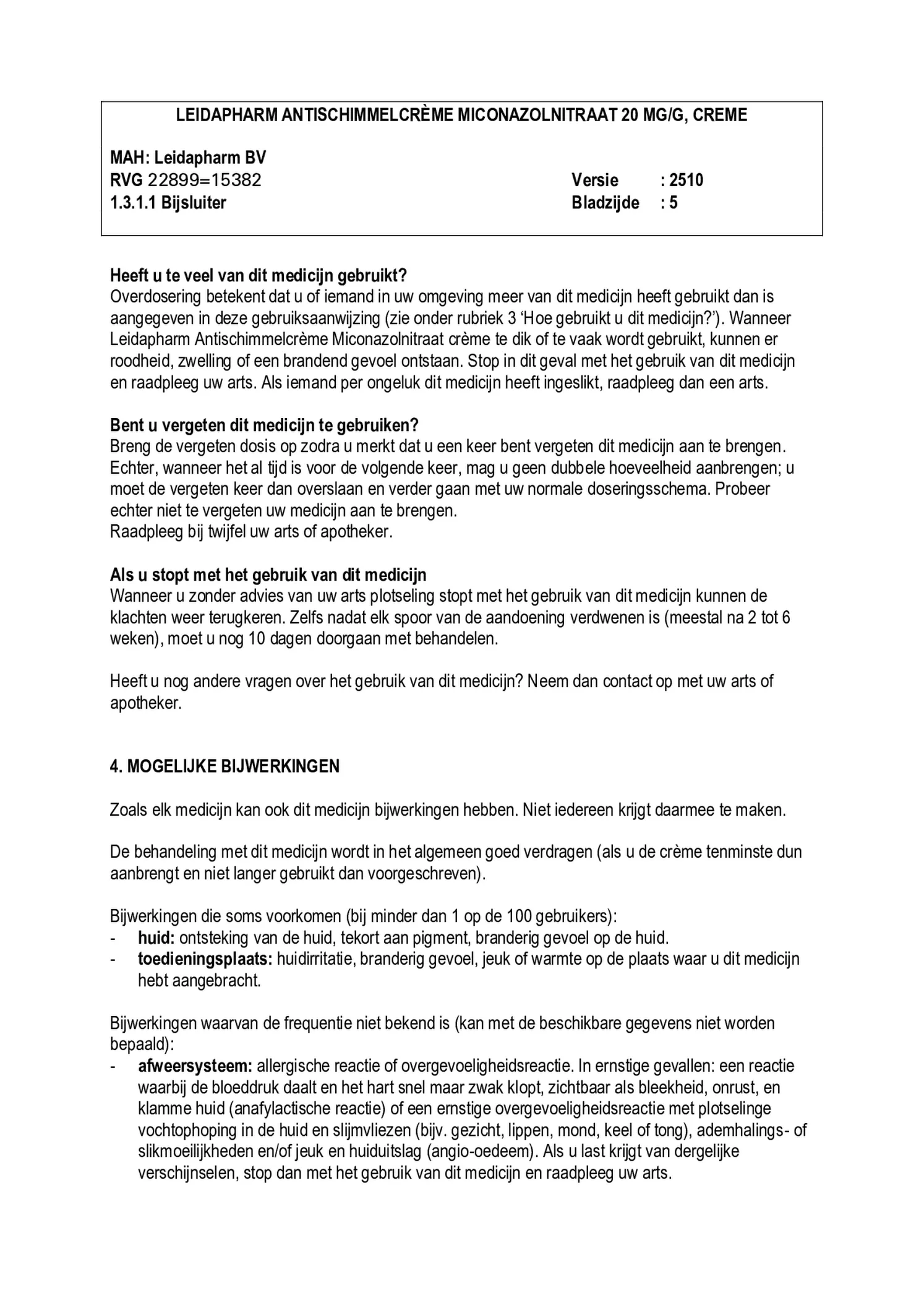 Miconazolnitraatcreme afbeelding van document #5, bijsluiter