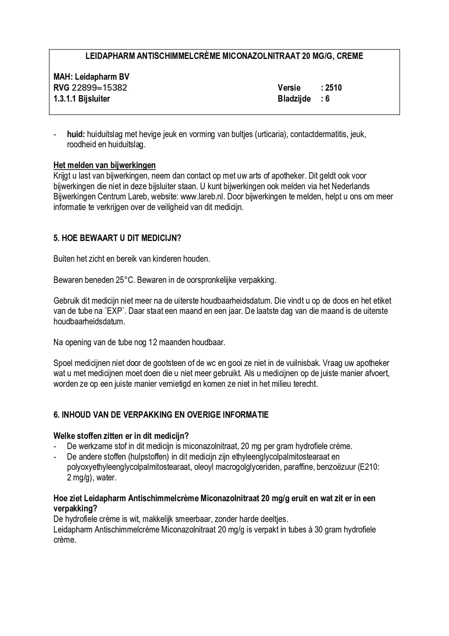 Miconazolnitraatcreme afbeelding van document #6, bijsluiter