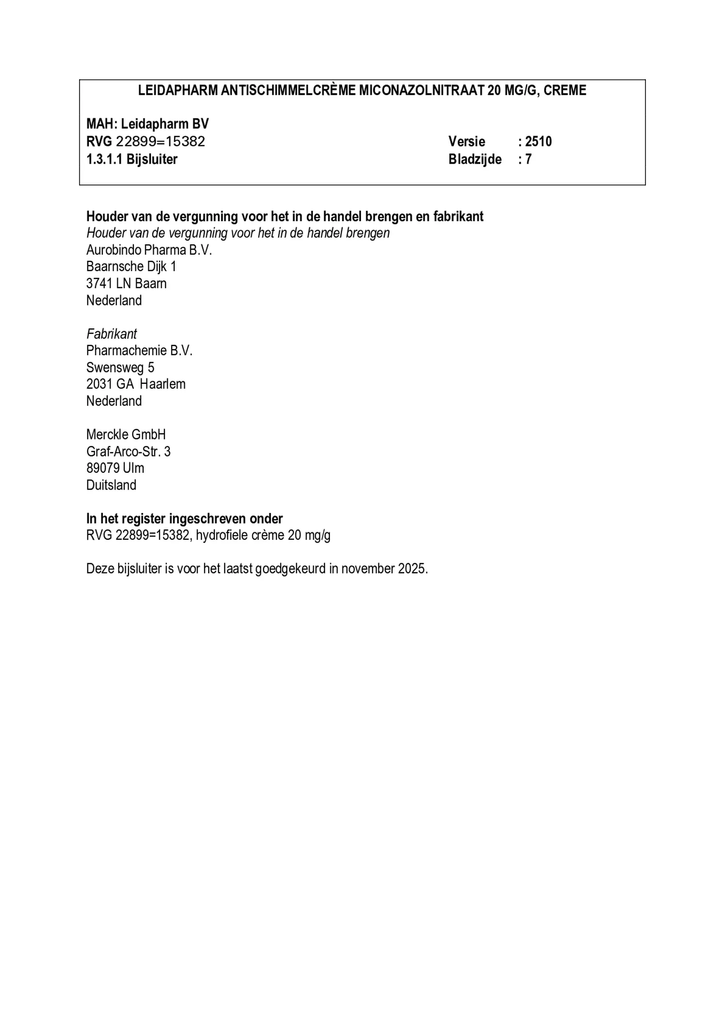 Miconazolnitraatcreme afbeelding van document #7, bijsluiter