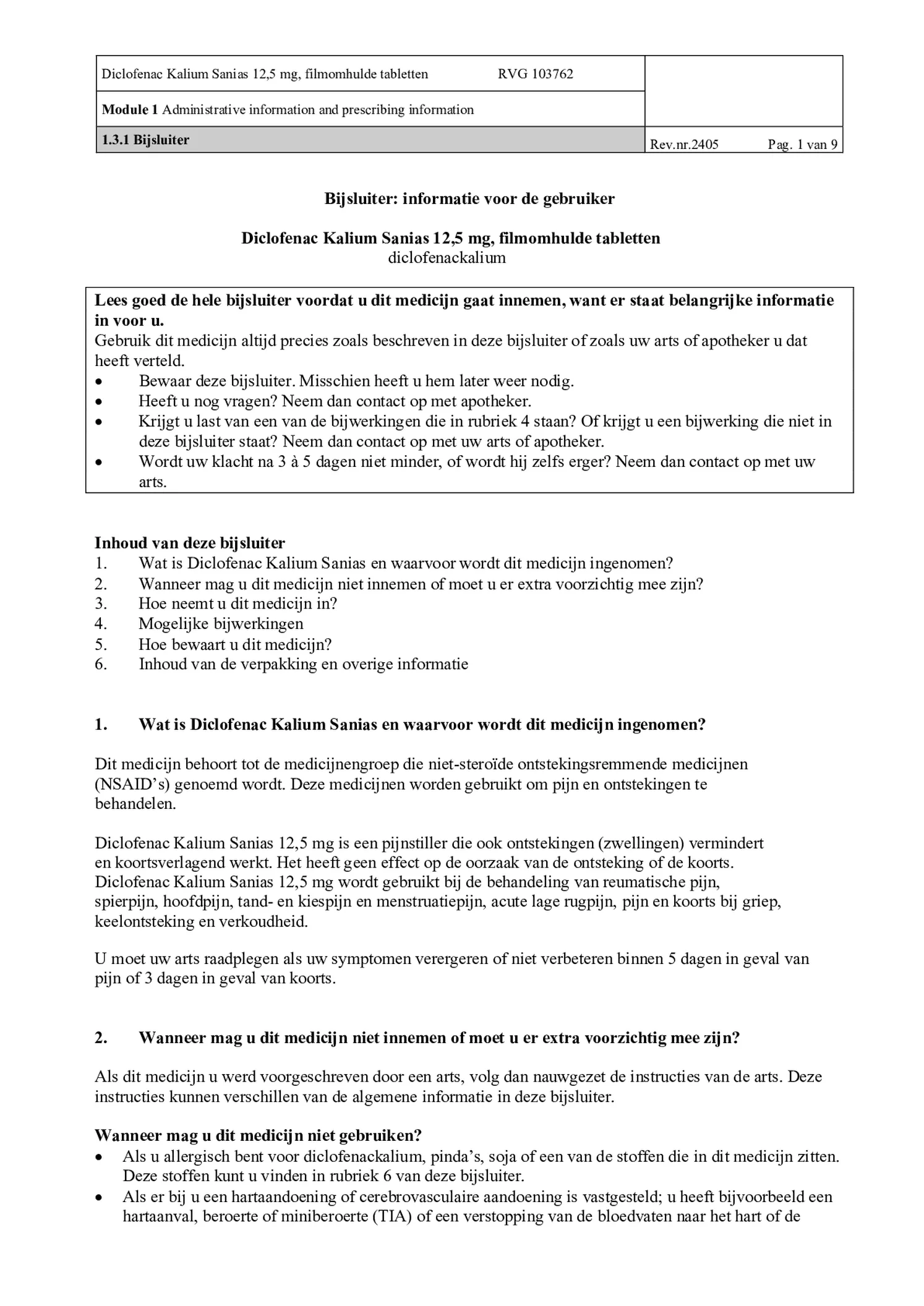 Diclofenac Kalium 12.5mg afbeelding van document #1, bijsluiter