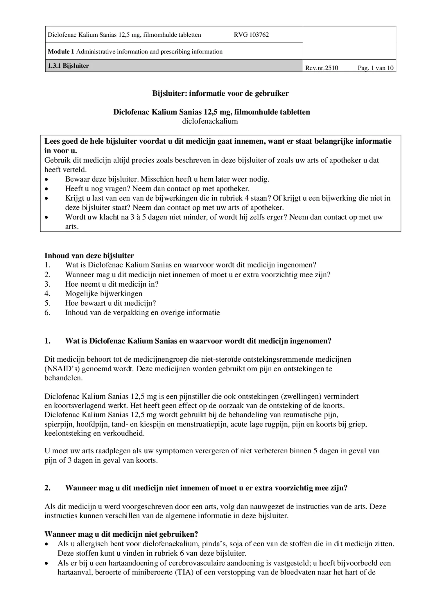 Diclofenac Kalium 12.5mg afbeelding van document #1, bijsluiter