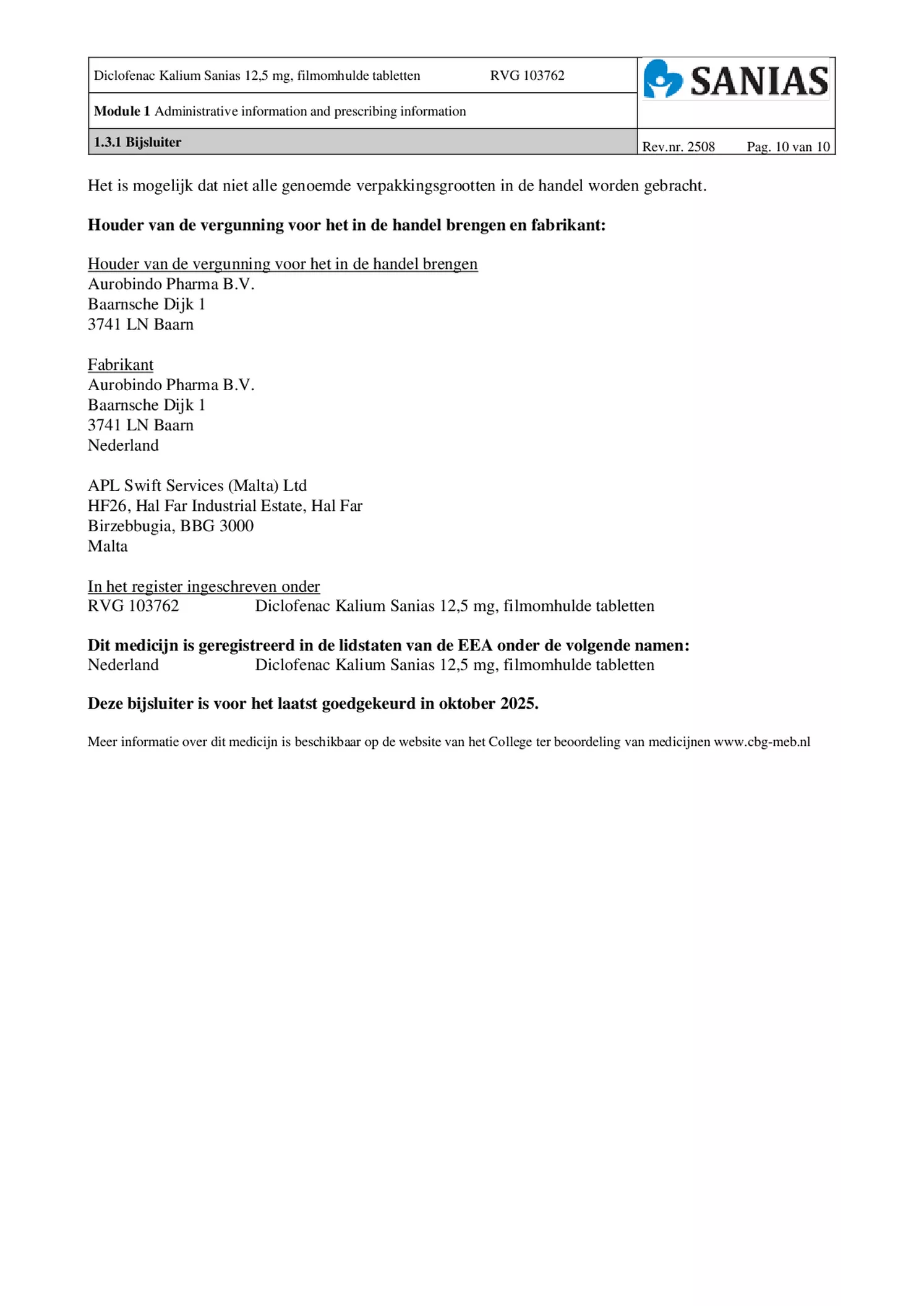 Diclofenac Kalium 12.5mg afbeelding van document #10, bijsluiter