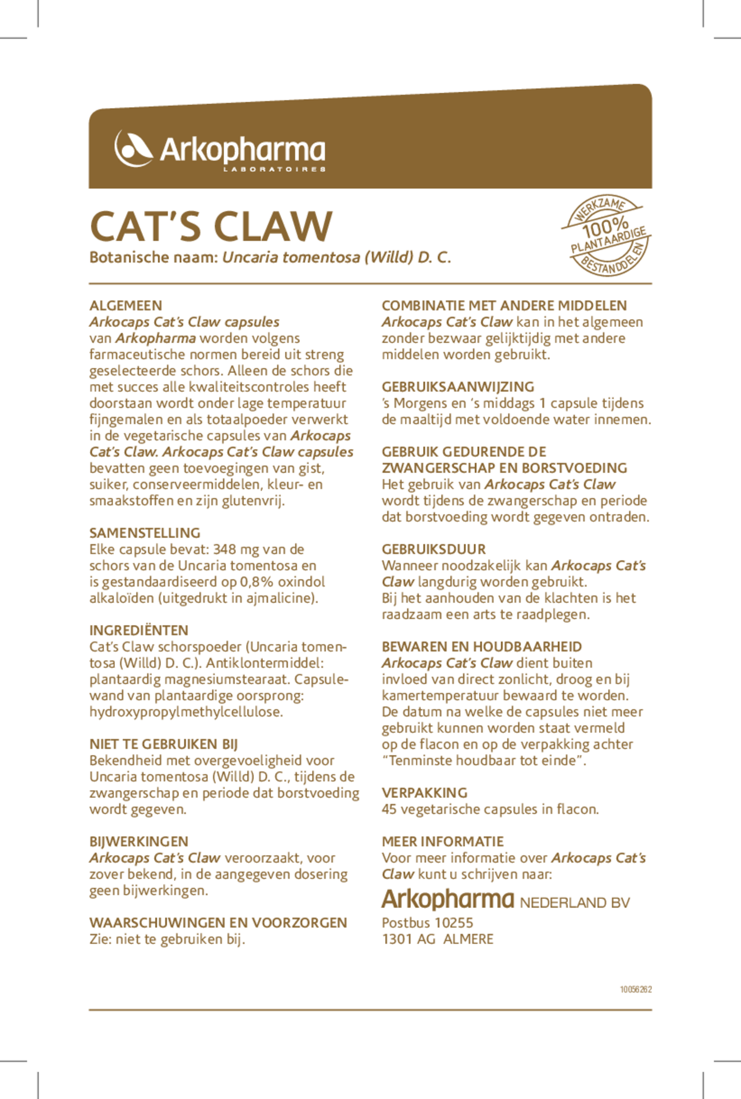 Cat's Claw Capsules afbeelding van document #1, gebruiksaanwijzing