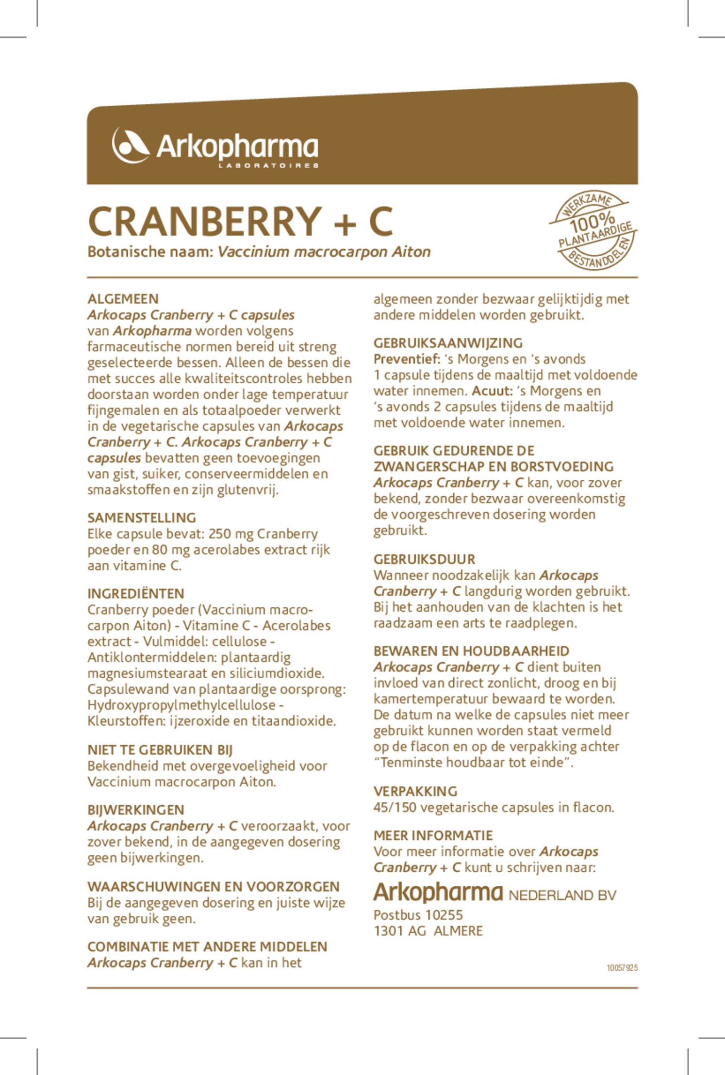 Cranberry + C Capsules afbeelding van document #1, gebruiksaanwijzing