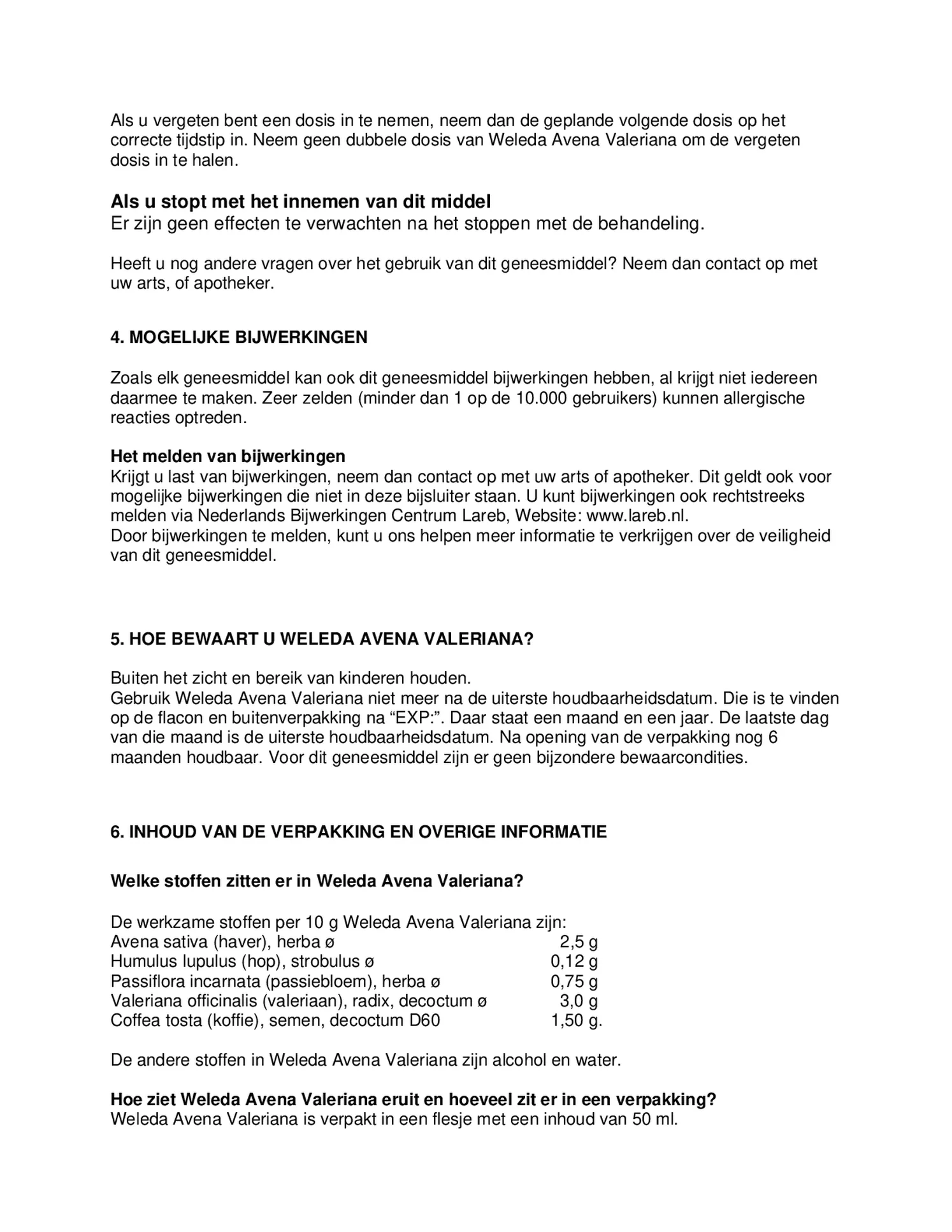 Avena Valeriana afbeelding van document #3, bijsluiter