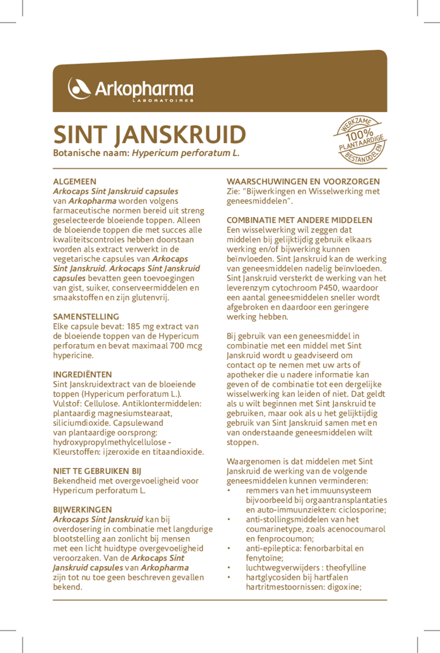 Sint Janskruid Capsules afbeelding van document #1, gebruiksaanwijzing