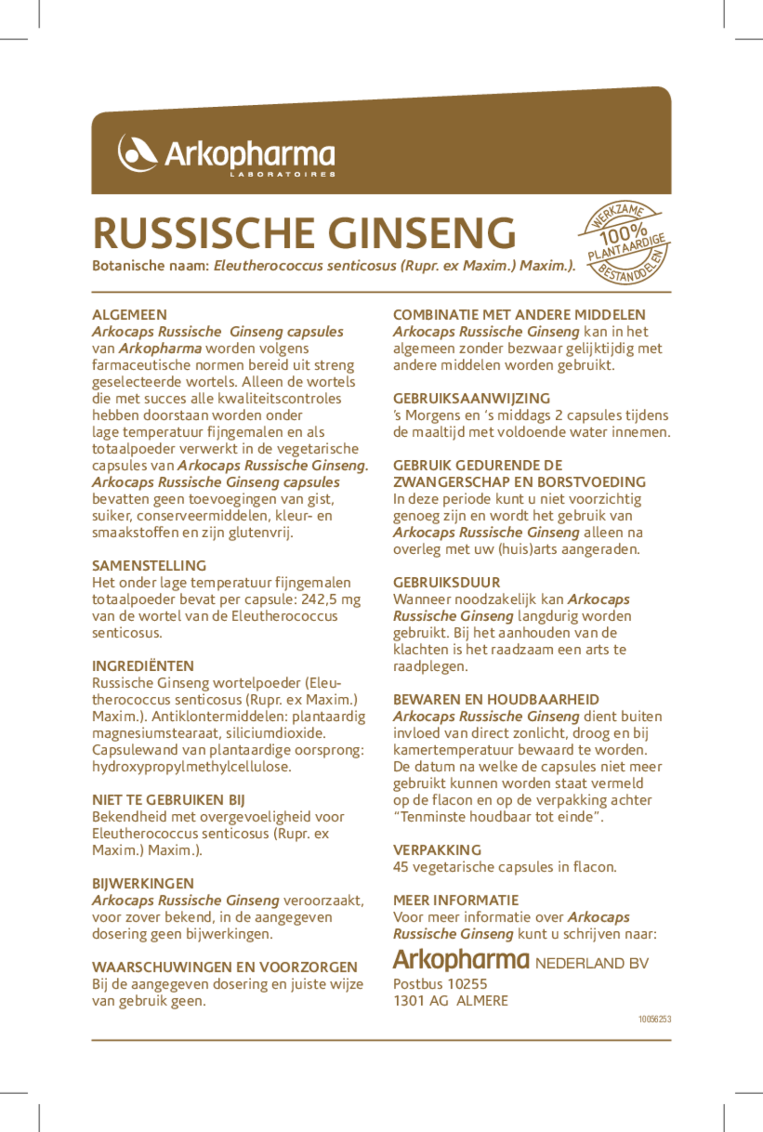 Russische Ginseng Capsules afbeelding van document #1, gebruiksaanwijzing