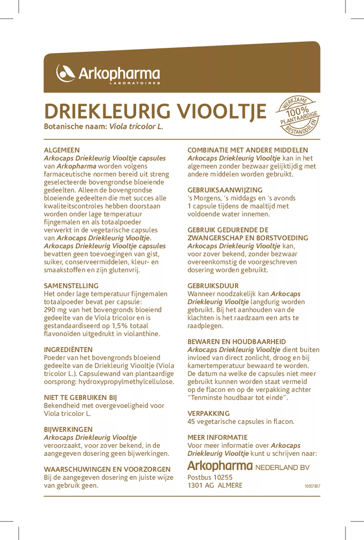 Driekleurig Viooltje Capsules afbeelding van document #1, gebruiksaanwijzing