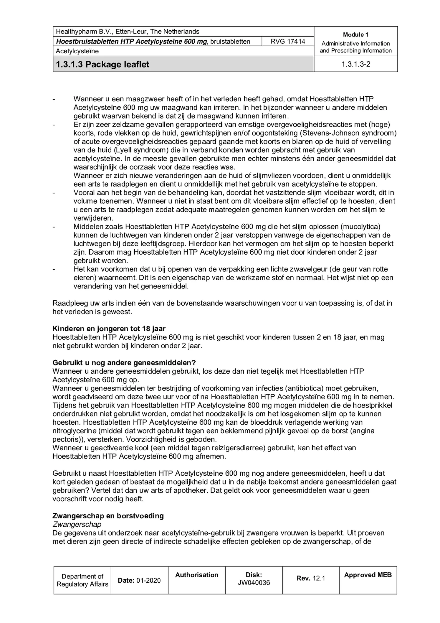 Acetylcysteine Bruistabletten 600mg afbeelding van document #2, bijsluiter