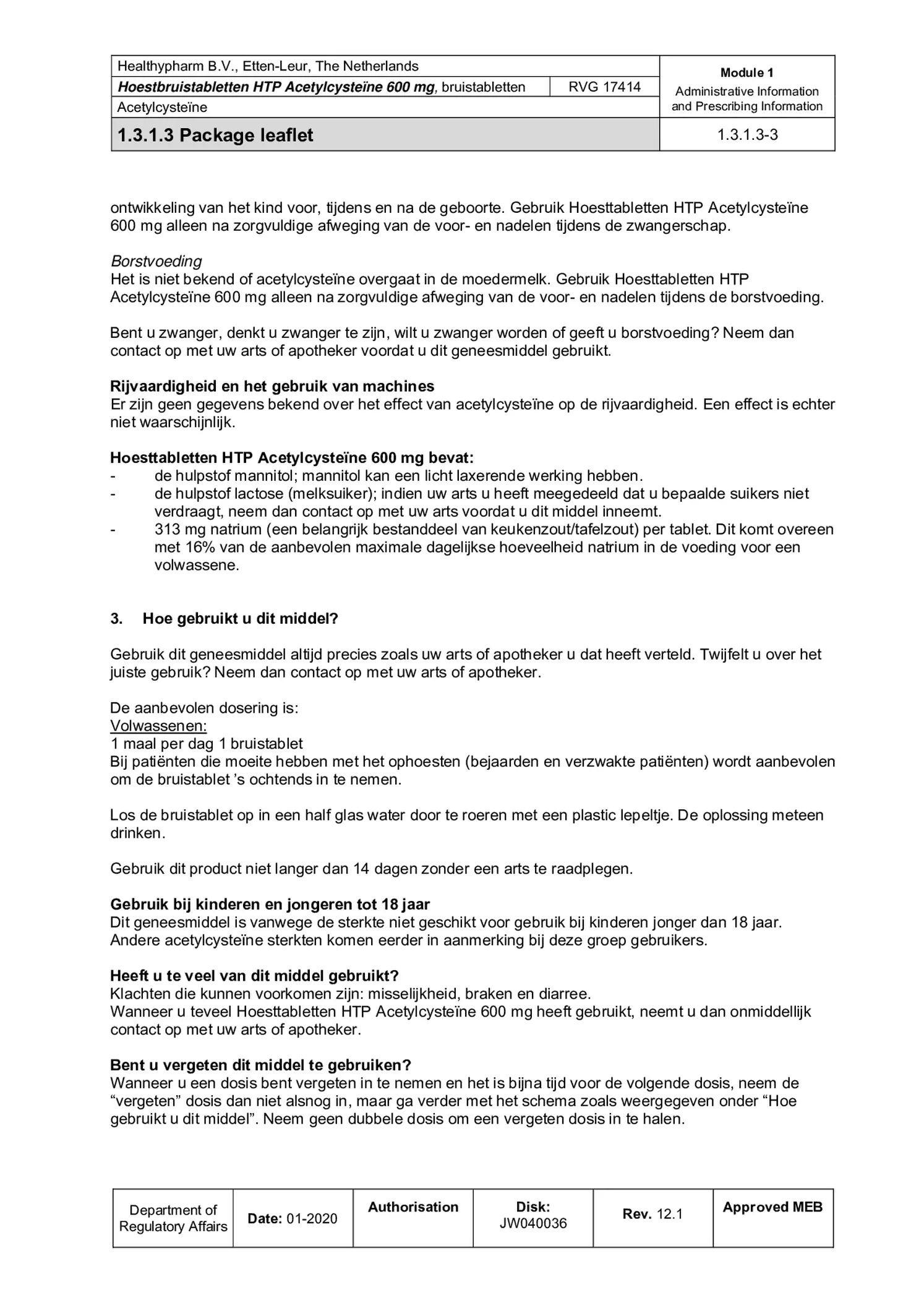 Acetylcysteine Bruistabletten 600mg afbeelding van document #3, bijsluiter