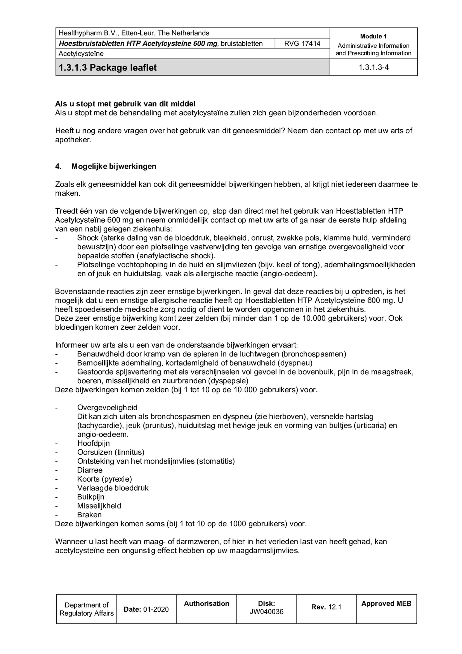 Acetylcysteine Bruistabletten 600mg afbeelding van document #4, bijsluiter