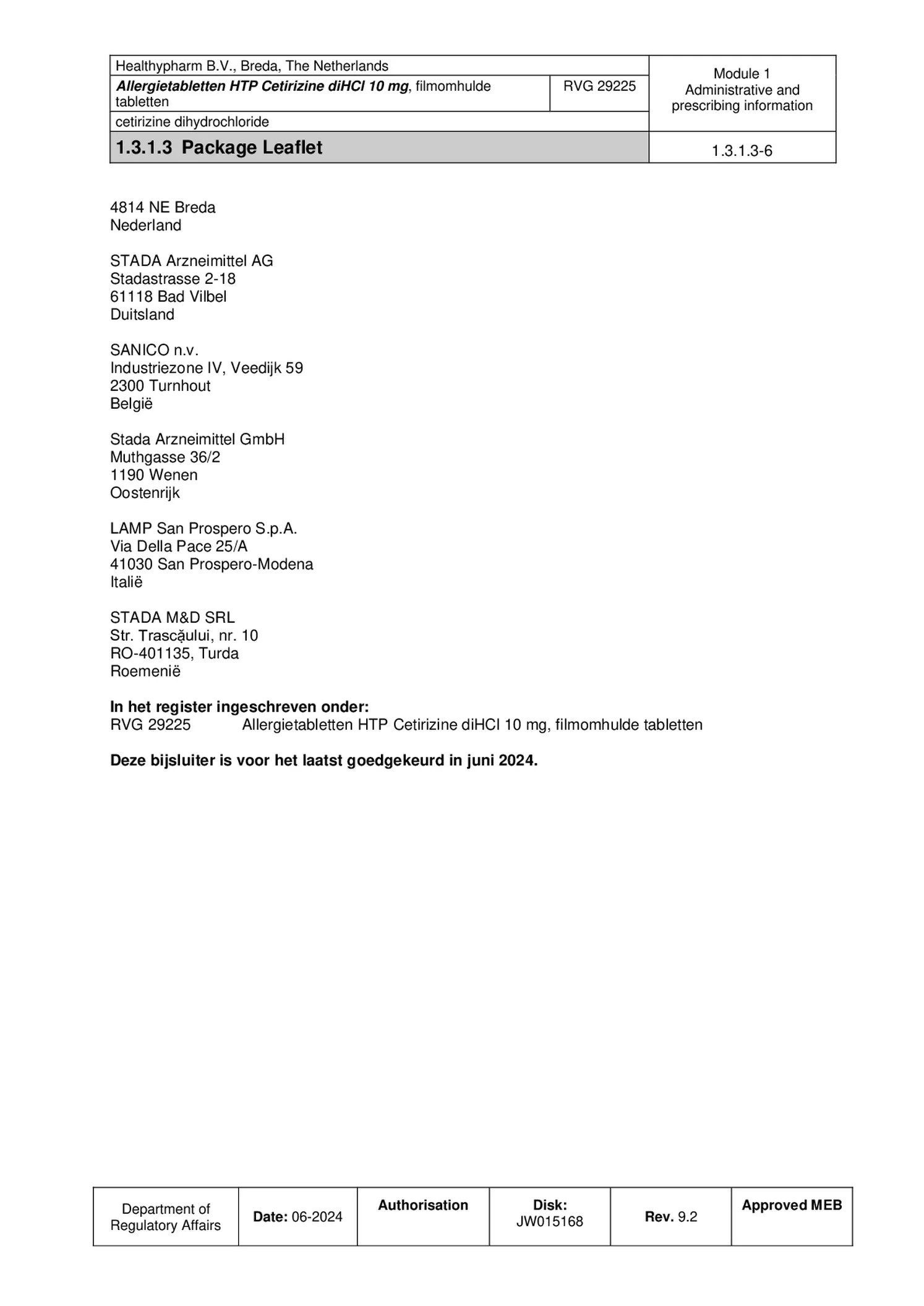 Allergietabletten HTP Cetirizine diHCI 10mg Tabletten afbeelding van document #6, bijsluiter