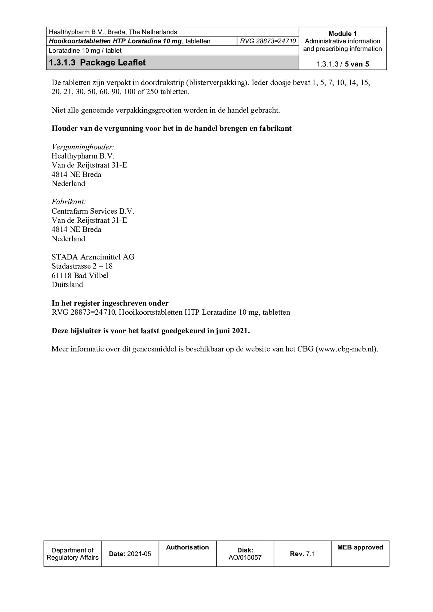 Hooikoorts Loratadine Tabletten afbeelding van document #5, bijsluiter