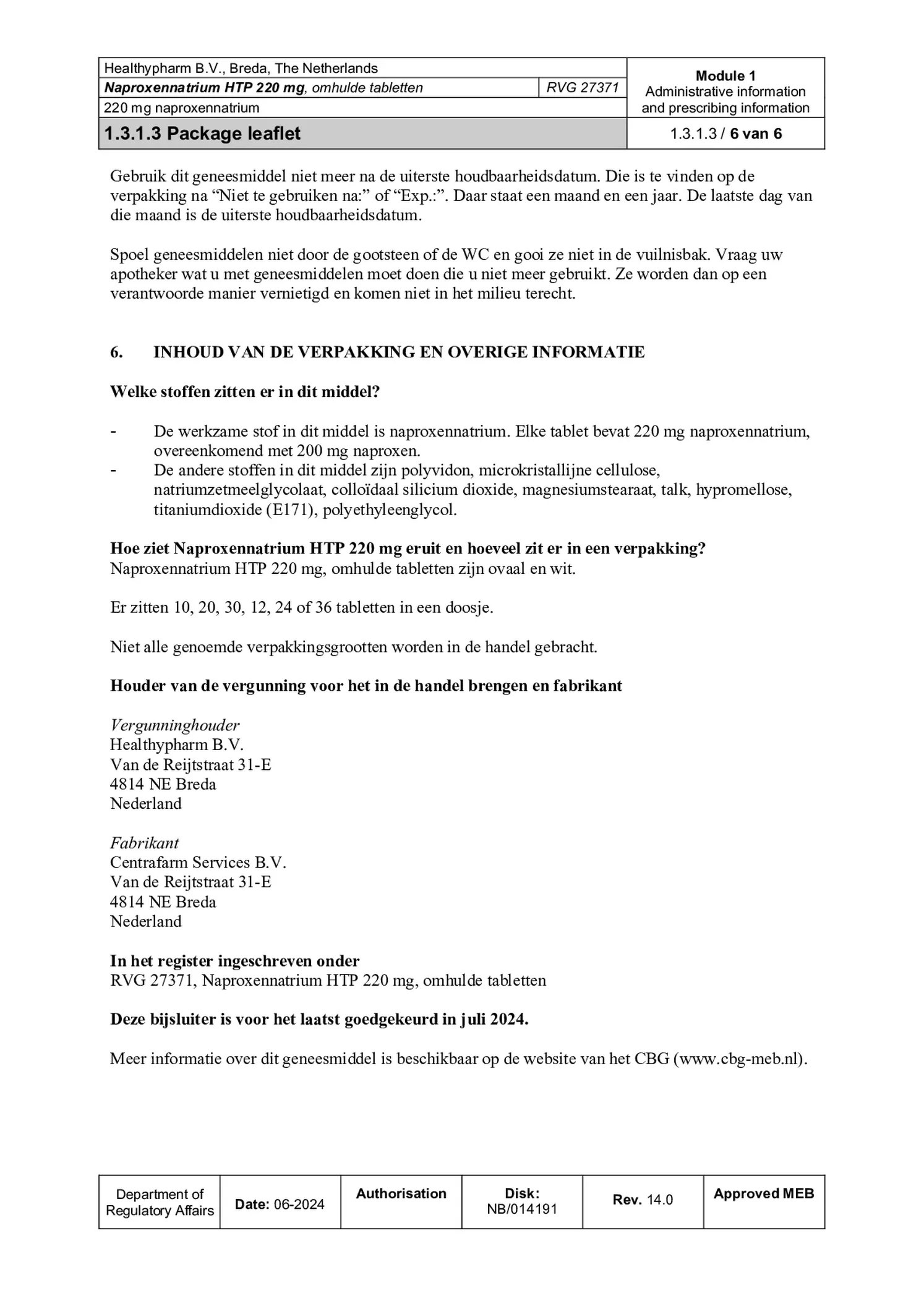 Naproxennatrium 220mg Tabletten afbeelding van document #6, bijsluiter