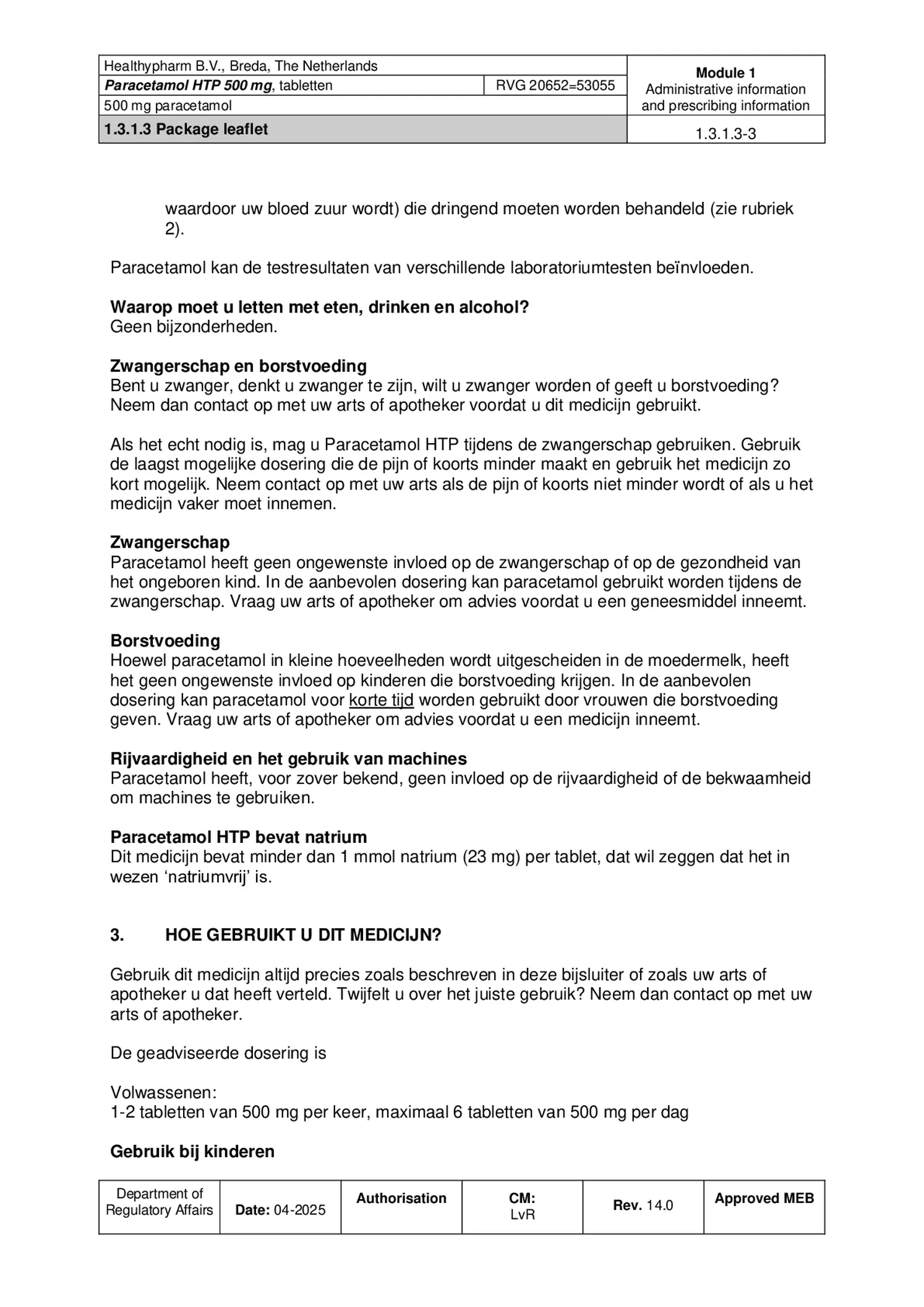 Paracetamol 500mg Tabletten afbeelding van document #3, bijsluiter