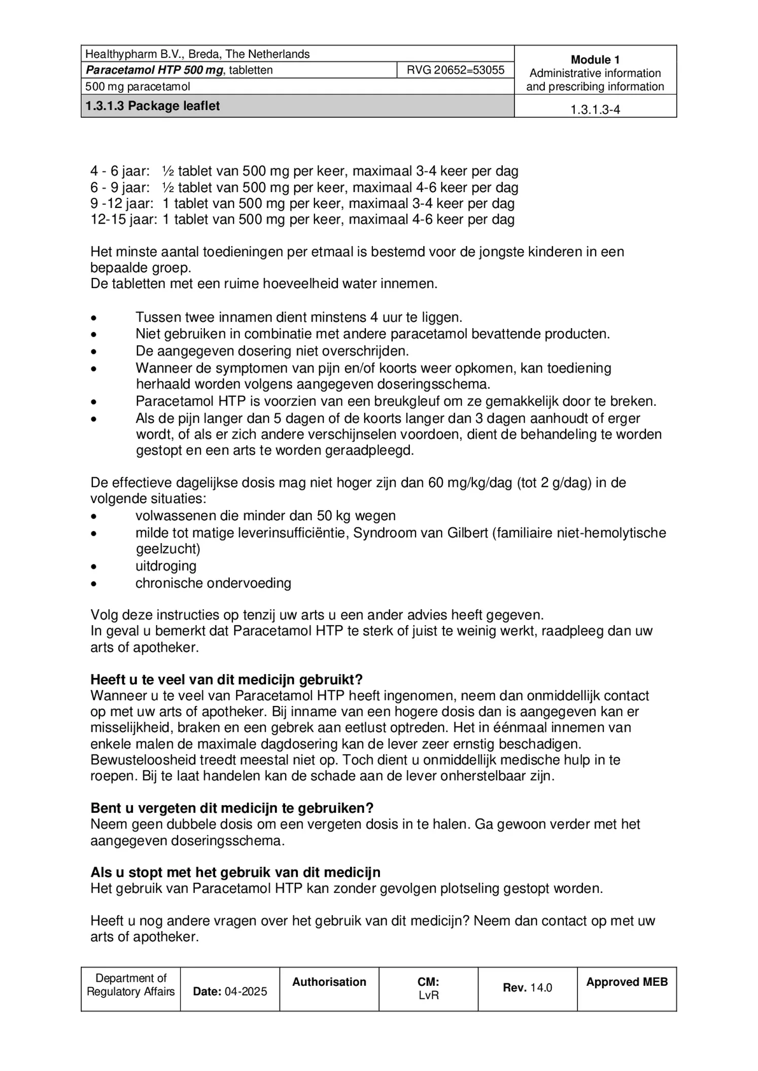Paracetamol 500mg Tabletten afbeelding van document #4, bijsluiter