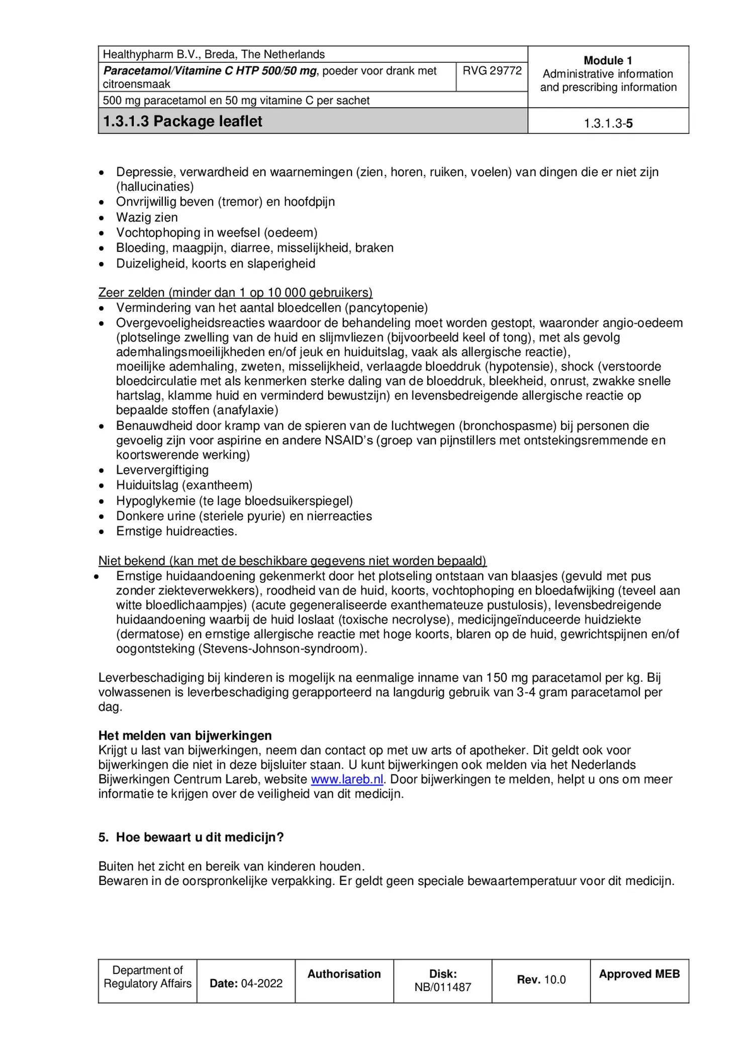 Paracetamol Vitamine C Sachet afbeelding van document #5, bijsluiter