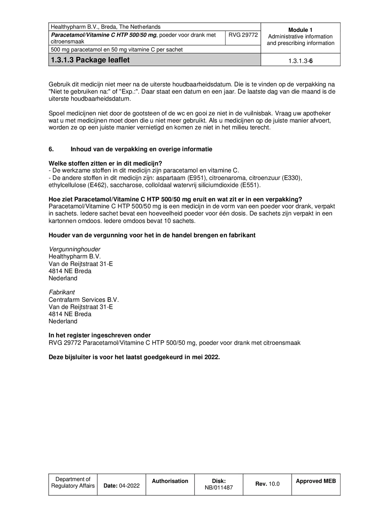 Paracetamol Vitamine C Sachet afbeelding van document #6, bijsluiter