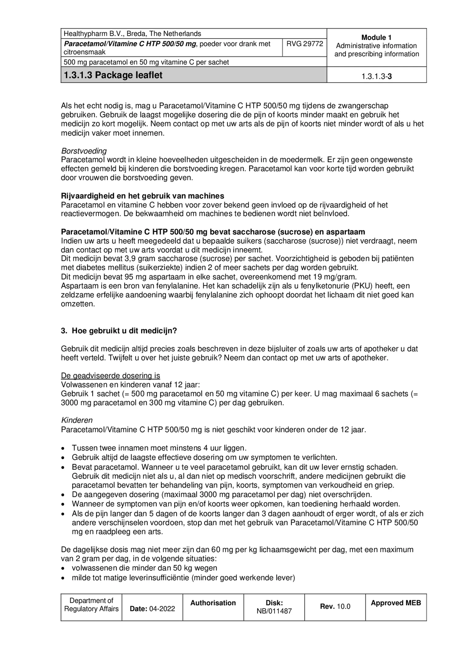 Paracetamol Vitamine C Sachet afbeelding van document #3, bijsluiter