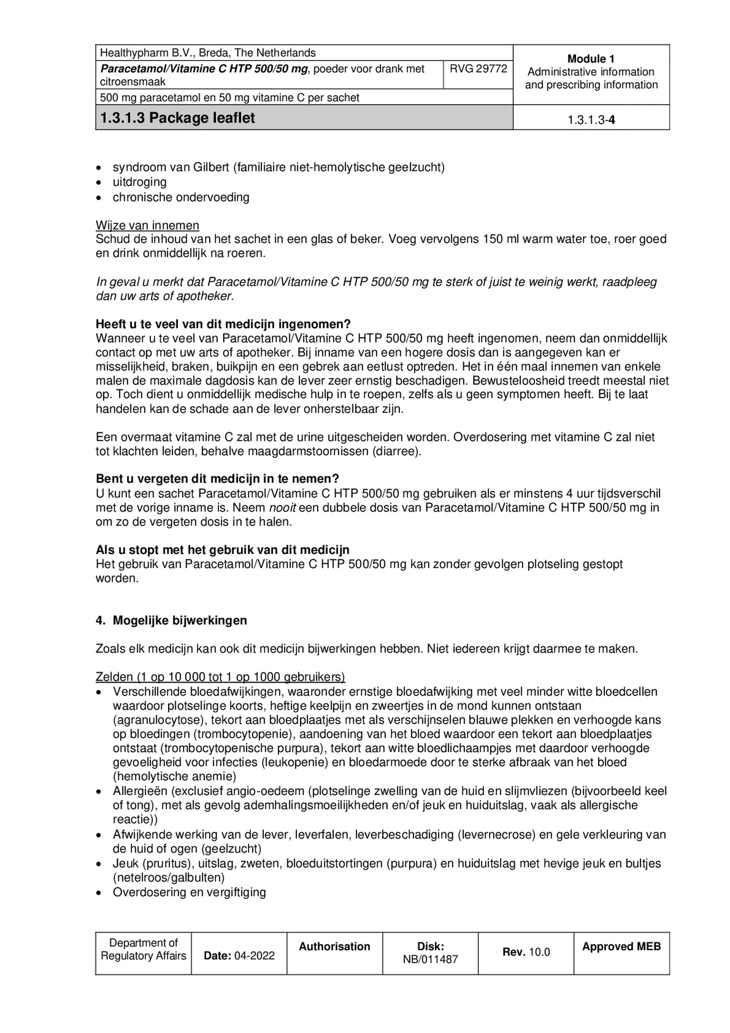 Paracetamol Vitamine C Sachet afbeelding van document #4, bijsluiter