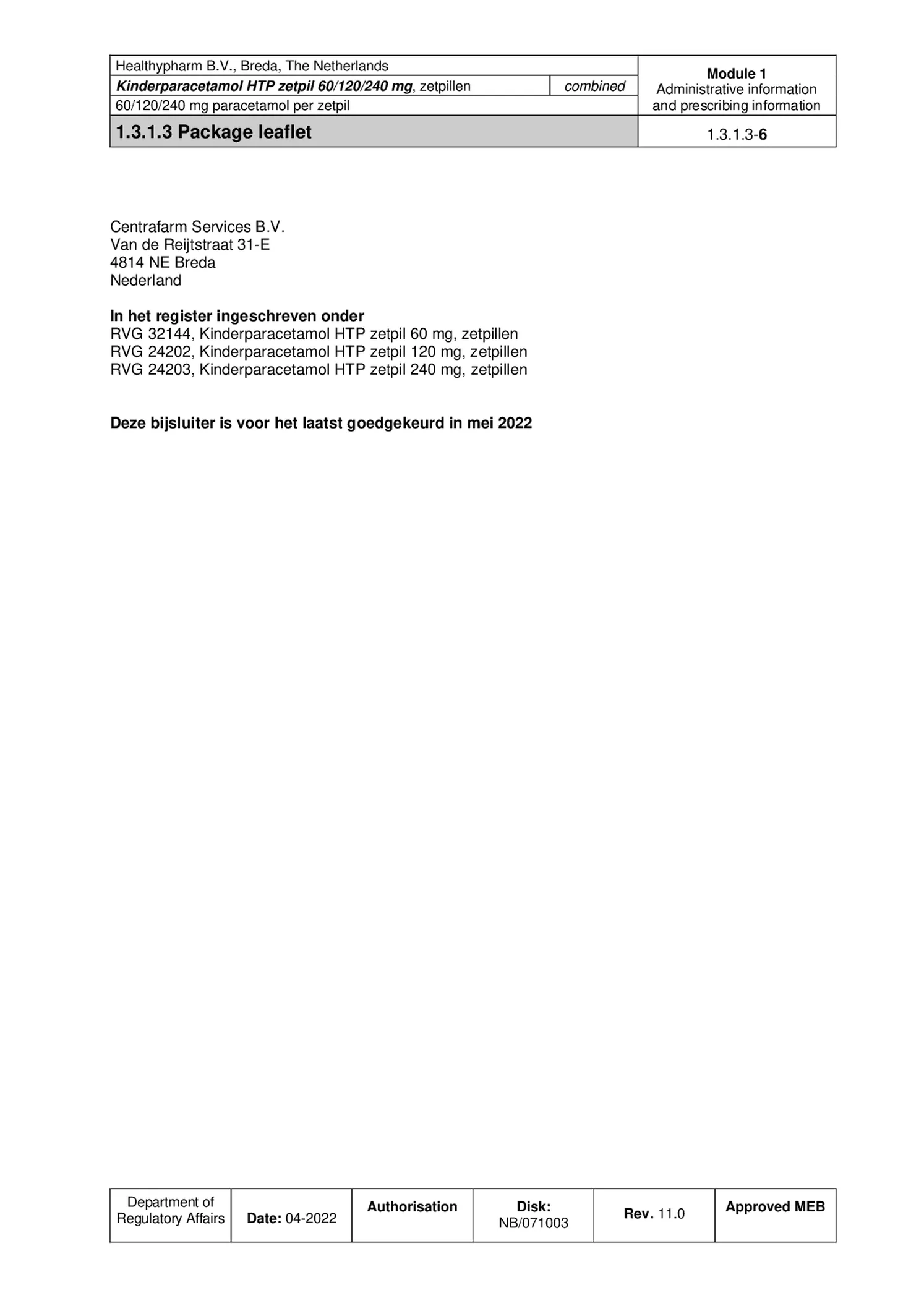 Kinderparacetamol Zetpil 60mg afbeelding van document #6, bijsluiter